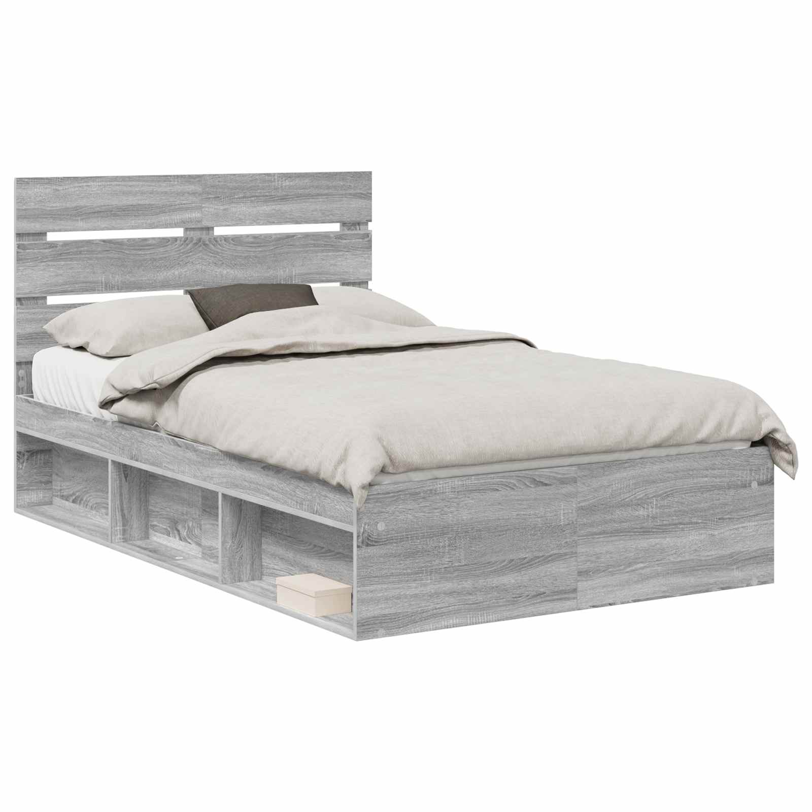 Cadre de lit Gris Sonoma 135 x 190 cm Bois de pin massif