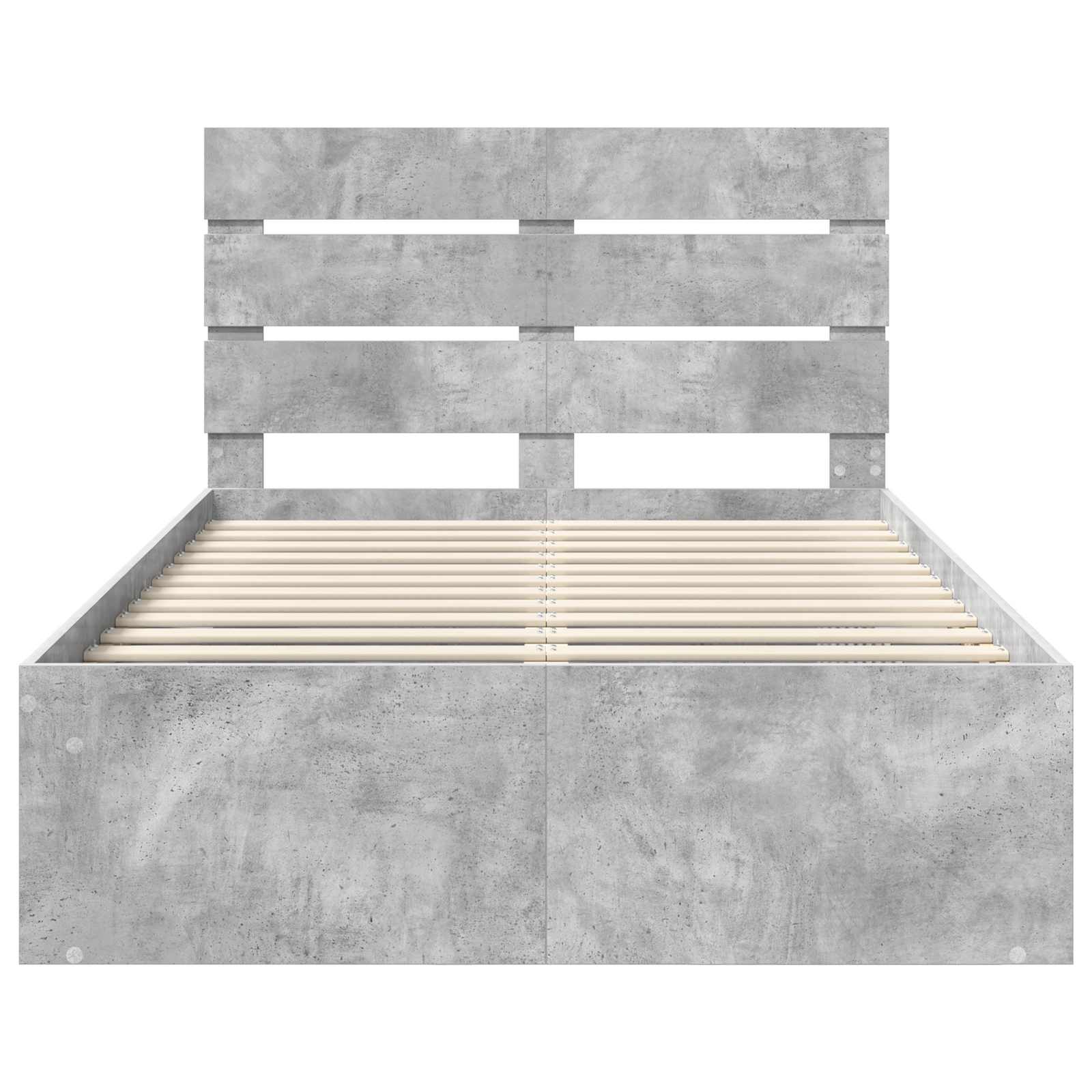 Cadre de lit avec tête de lit Béton 120 x 200 cm Pin massif