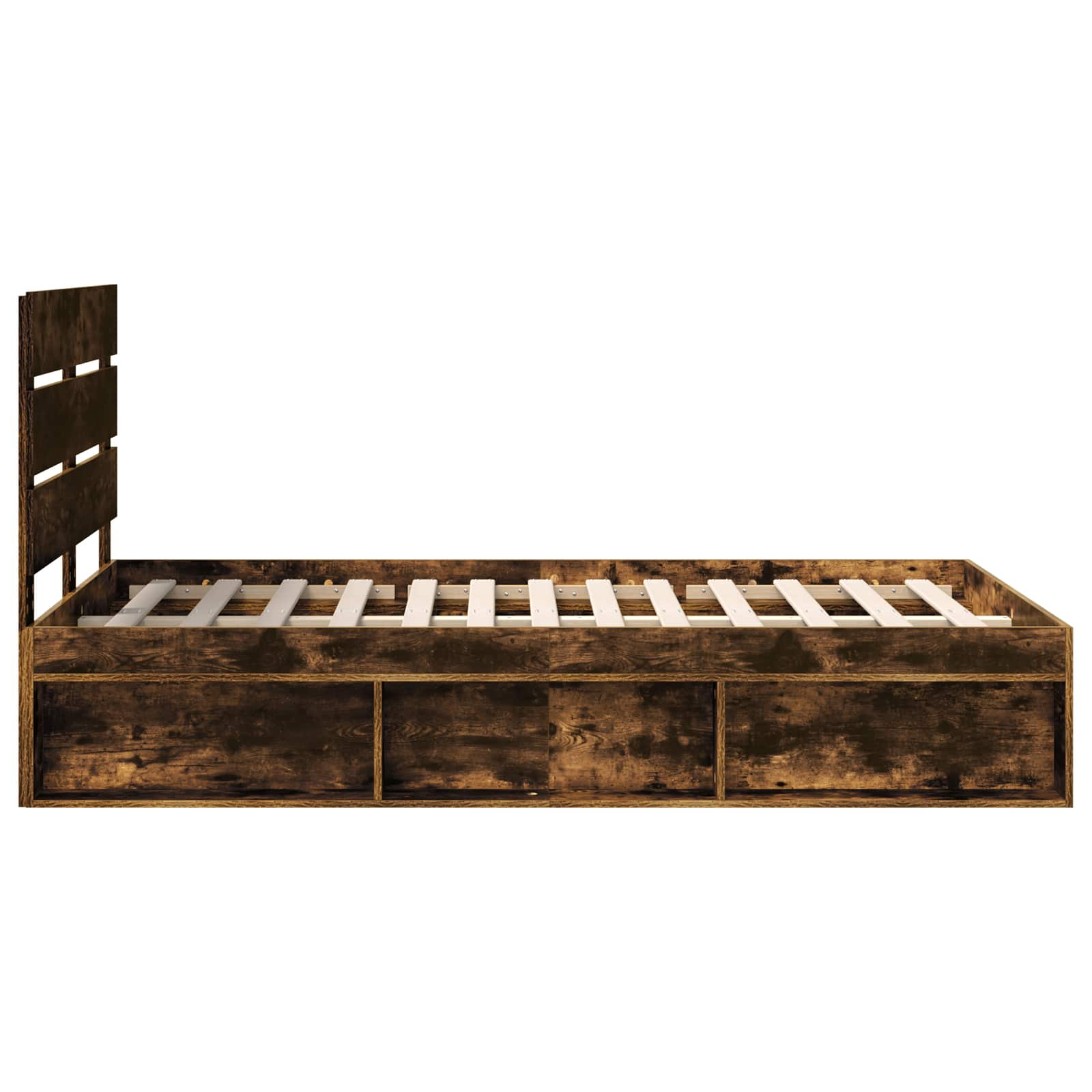 Cadre de lit Chêne fumé 120 x 200 cm Bois de pin massif - XIOS