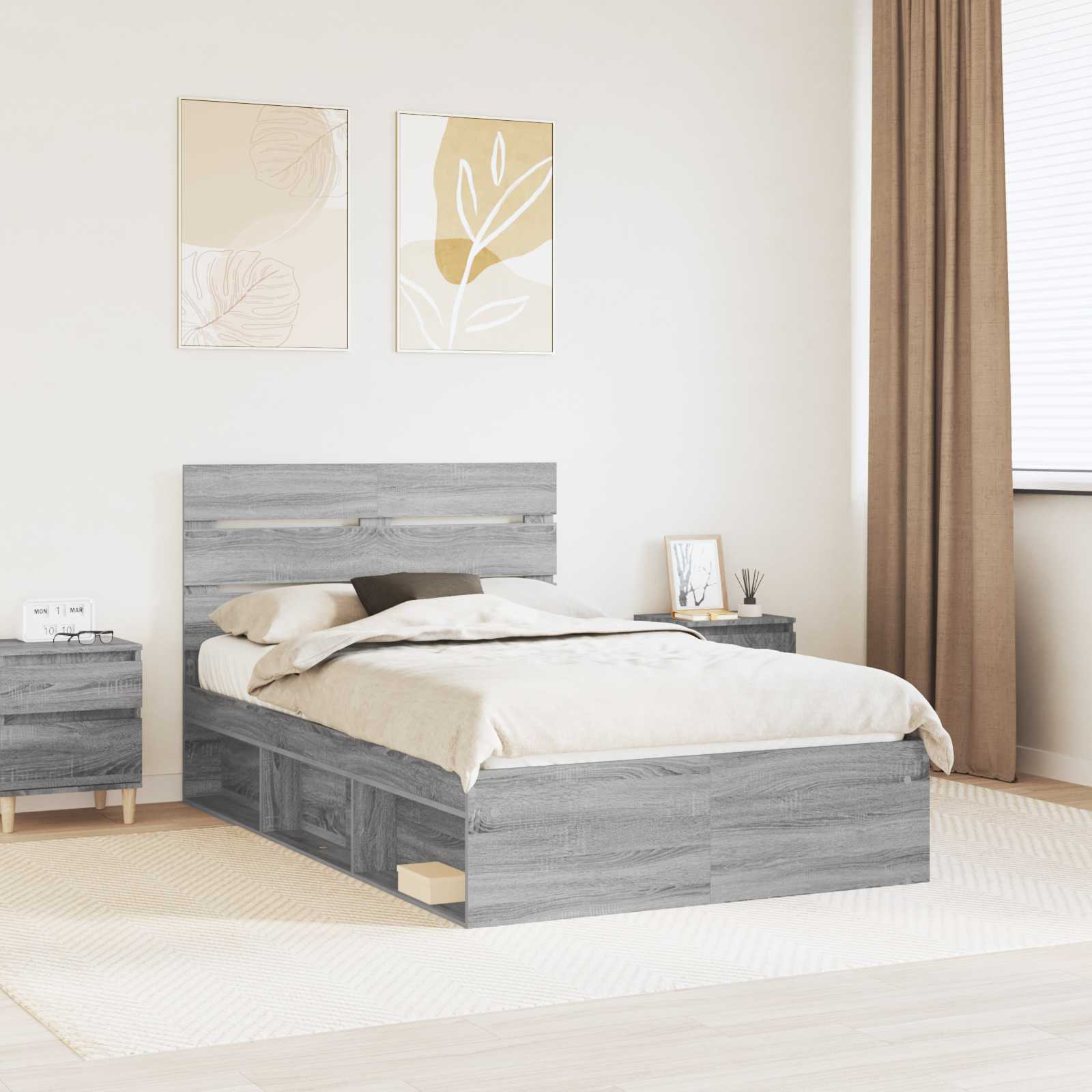 Cadre de lit Gris Sonoma 120 x 200 cm Pin massif - XIOS