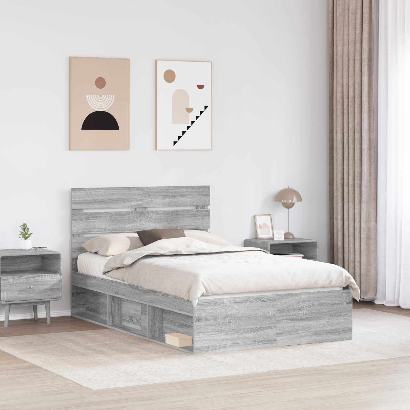 Cadre de lit Gris Sonoma 120 x 200 cm Pin massif - XIOS
