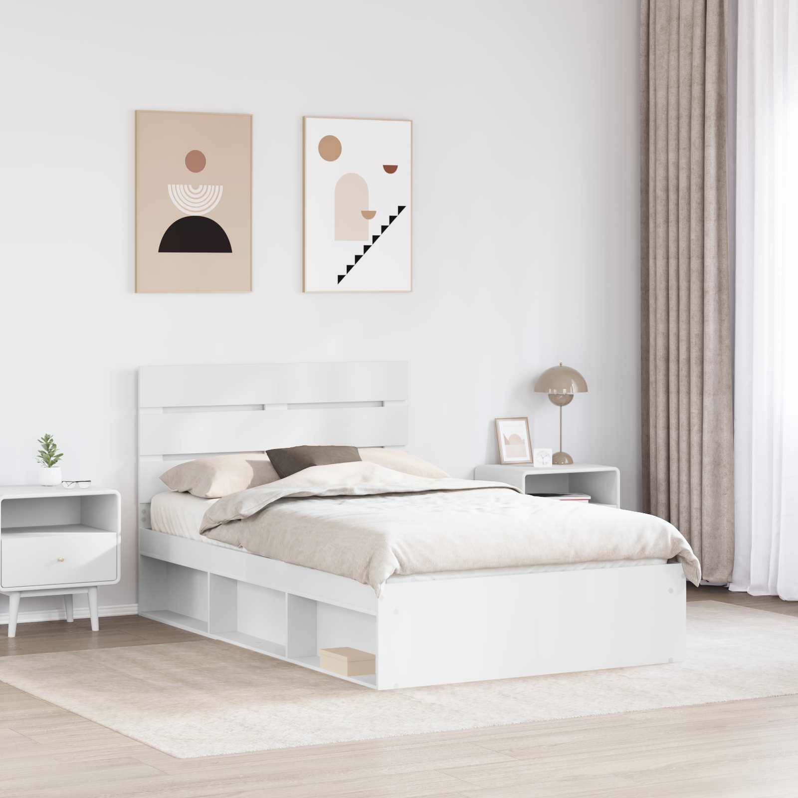 Cadre de lit Blanc 120 x 190 cm Bois de pin massif - XIOS
