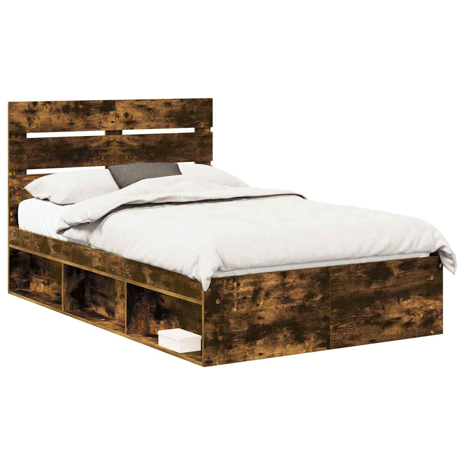 Cadre de lit Chêne fumé 120 x 190 cm Bois de pin massif - XIOS