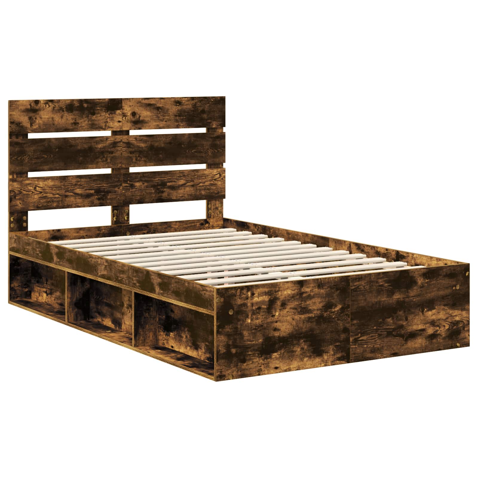 Cadre de lit Chêne fumé 120 x 190 cm Bois de pin massif - XIOS