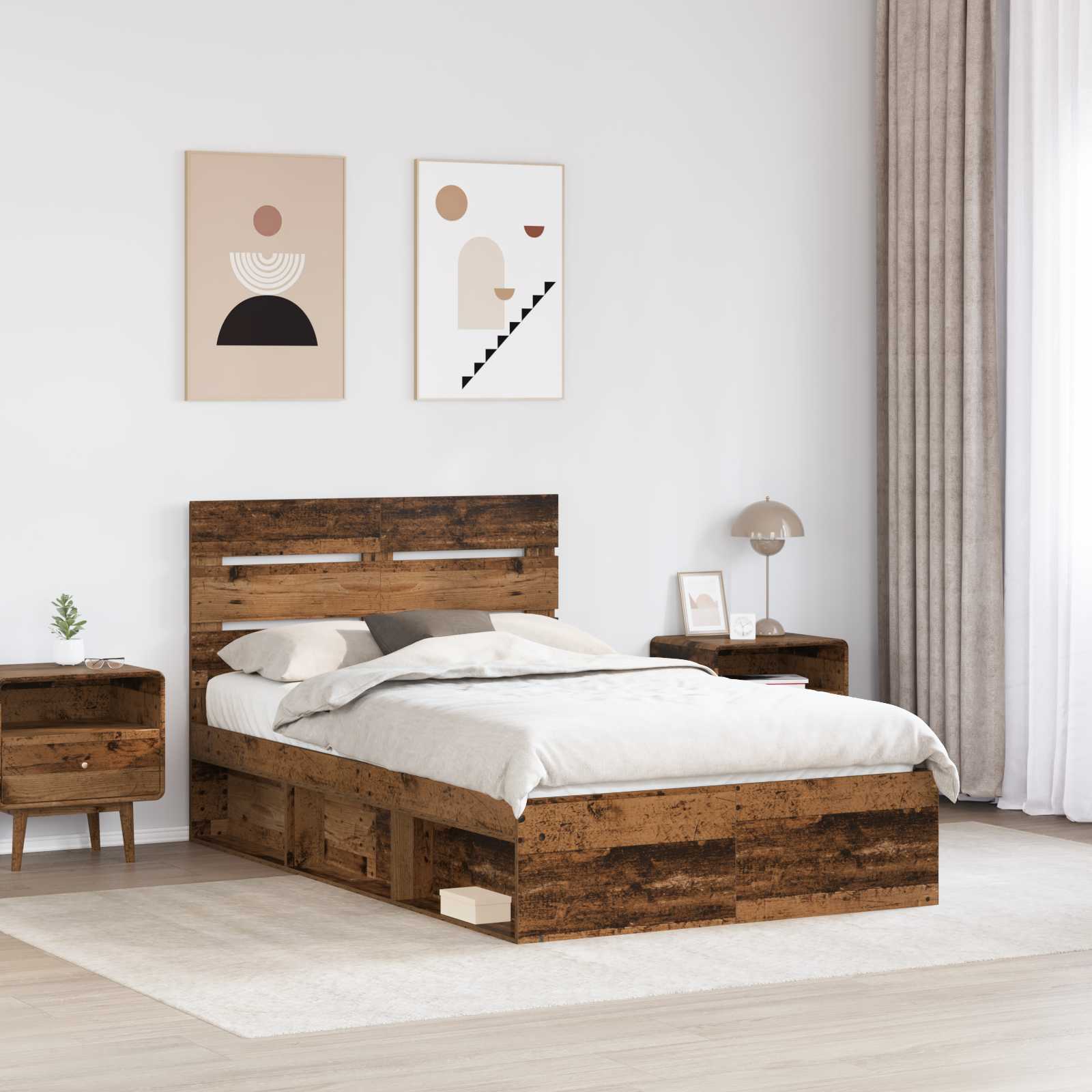 Cadre de lit Bois ancien 120 x 190 cm Bois de pin massif