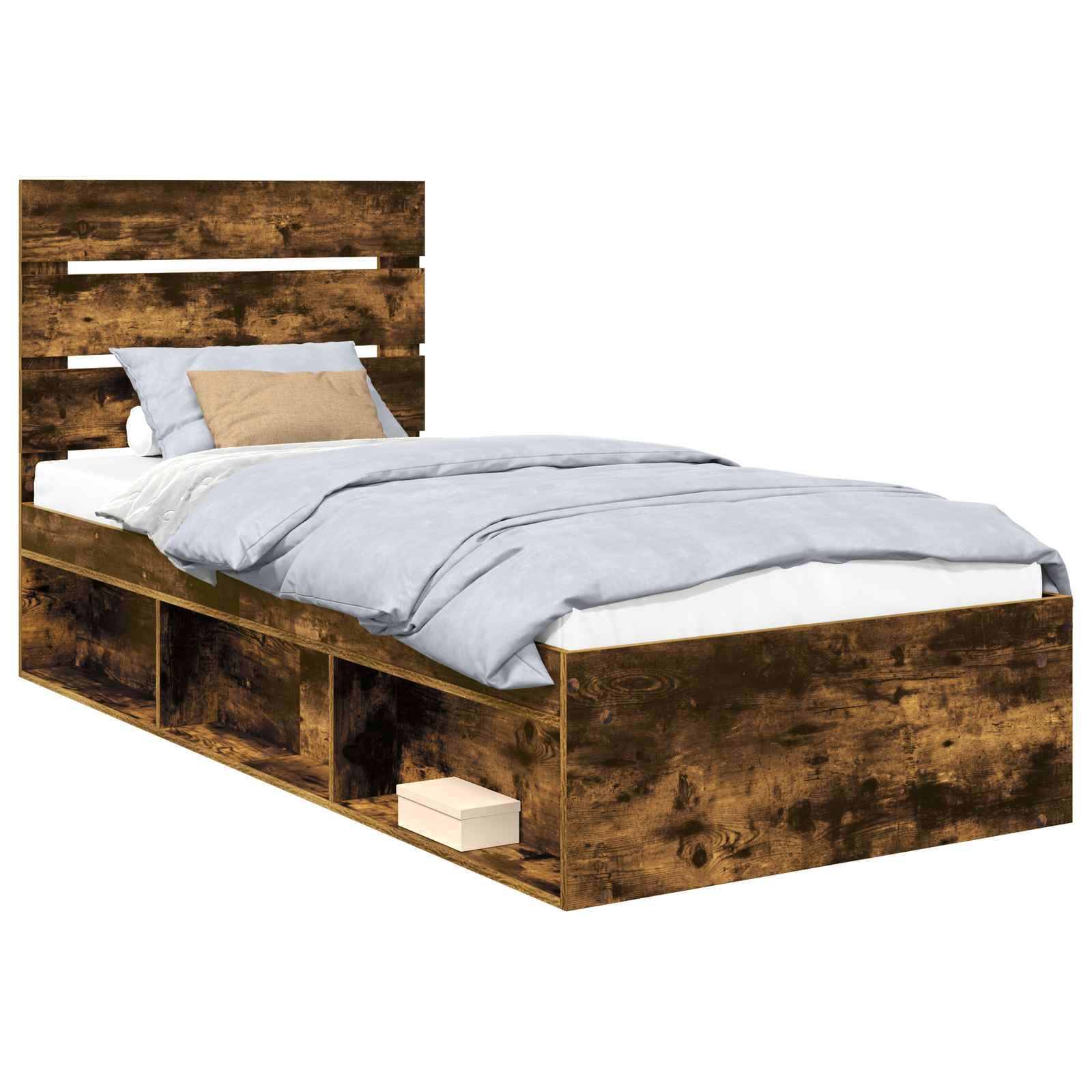 Cadre de lit Chêne fumé 100 x 200 cm Bois de pin massif
