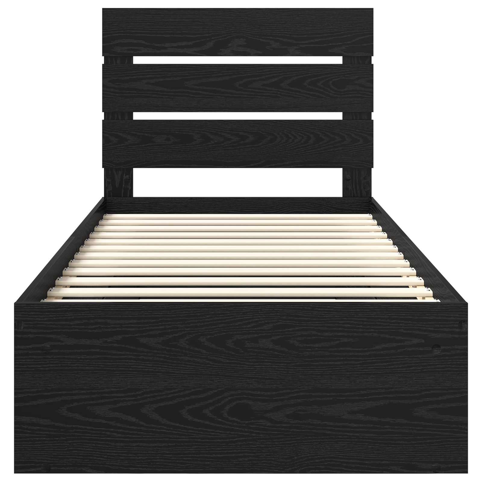 Cadre de lit Noir 90 x 200 cm Bois de pin massif