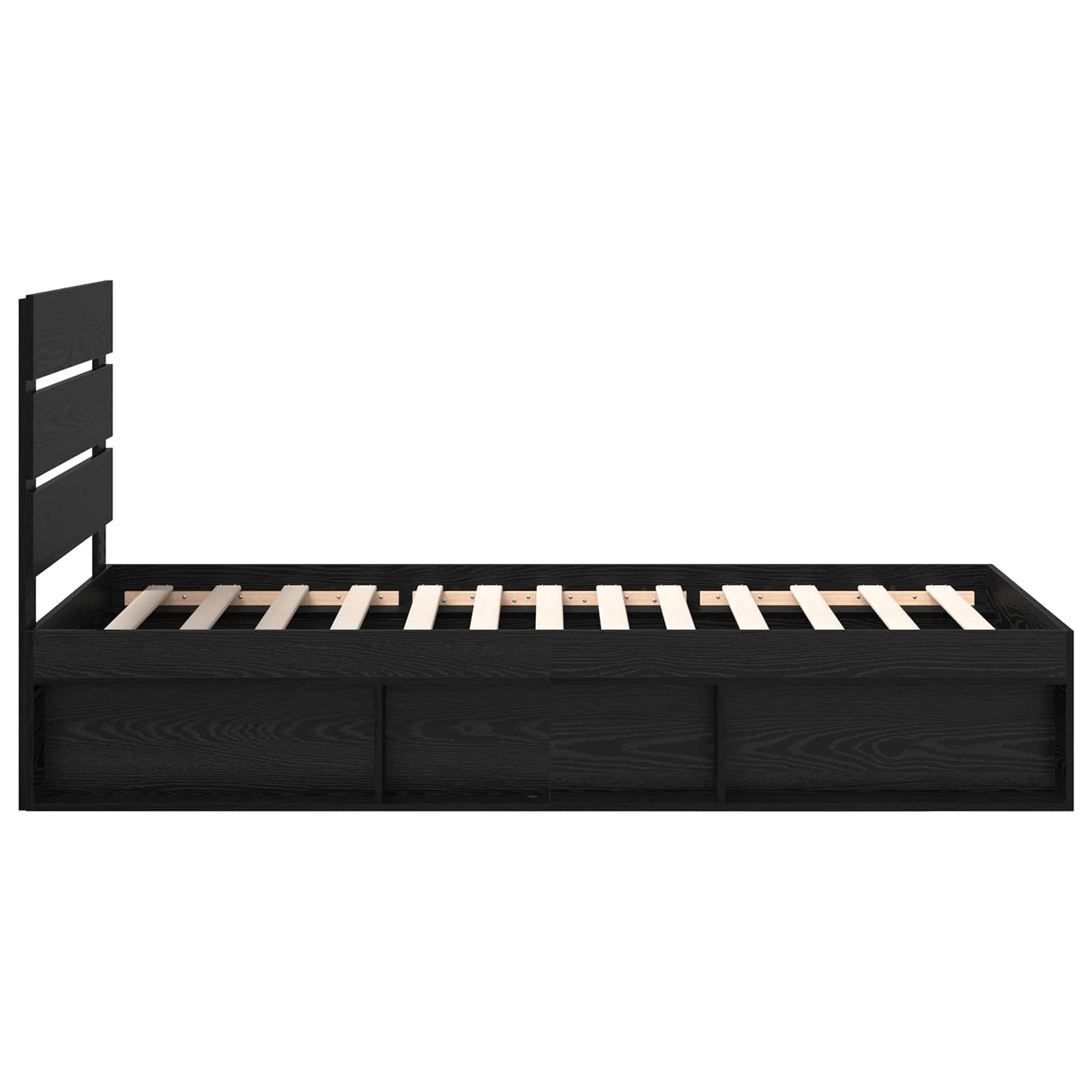Cadre de lit Noir 90 x 200 cm Bois de pin massif