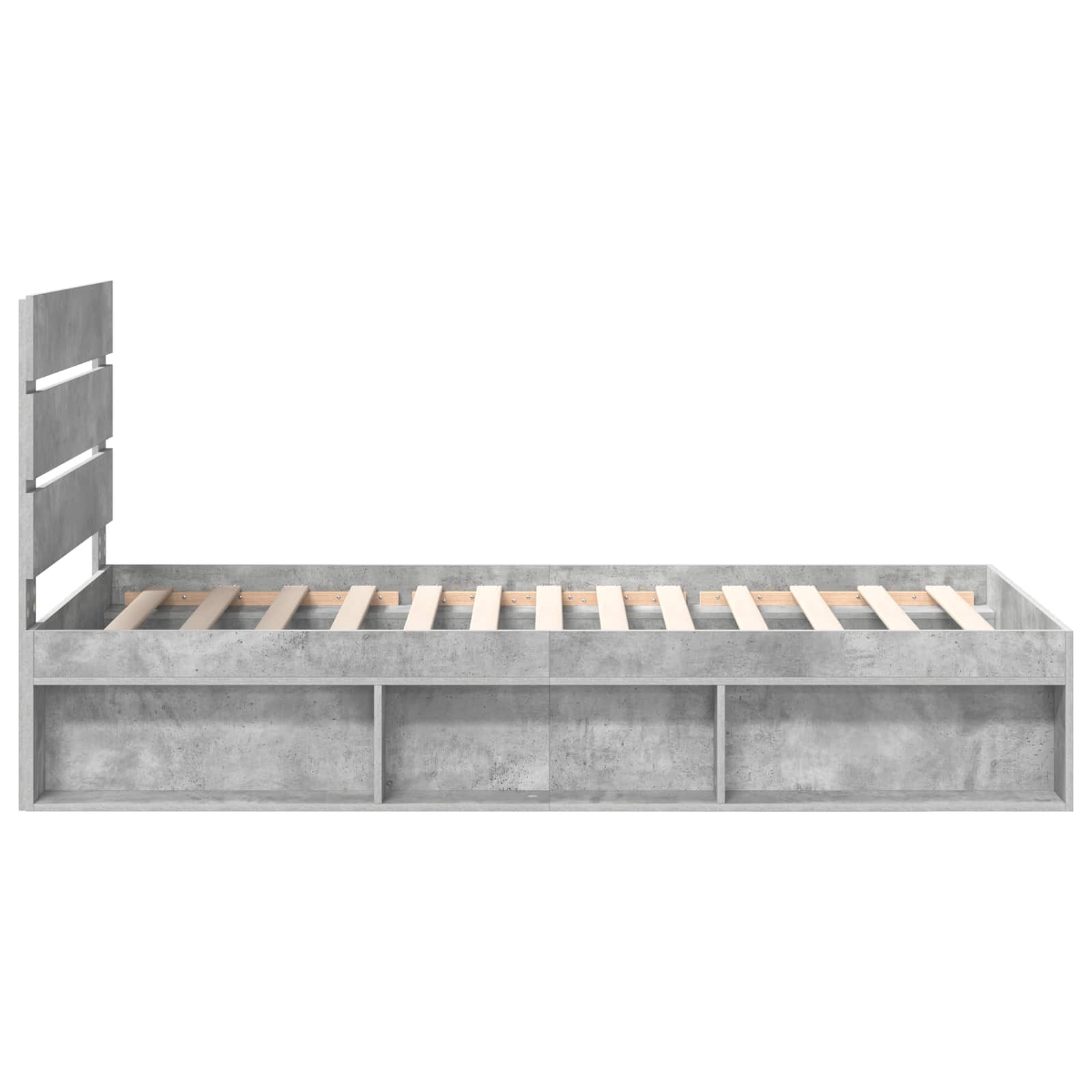 Cadre de lit avec tête de lit Béton 90 x 200 cm Pin massif - XIOS