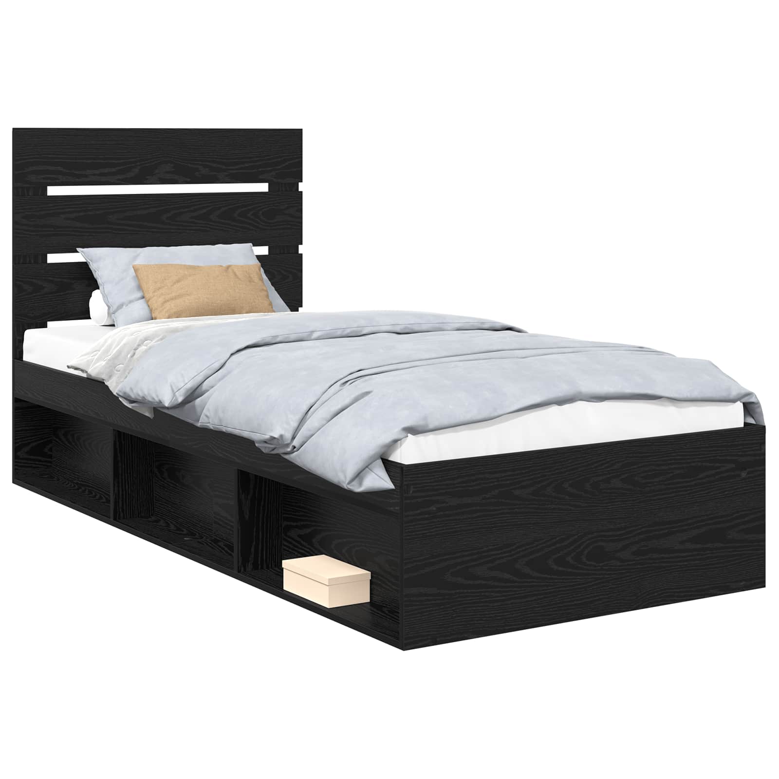 Cadre de lit Noir 90 x 190 cm Bois de pin massif
