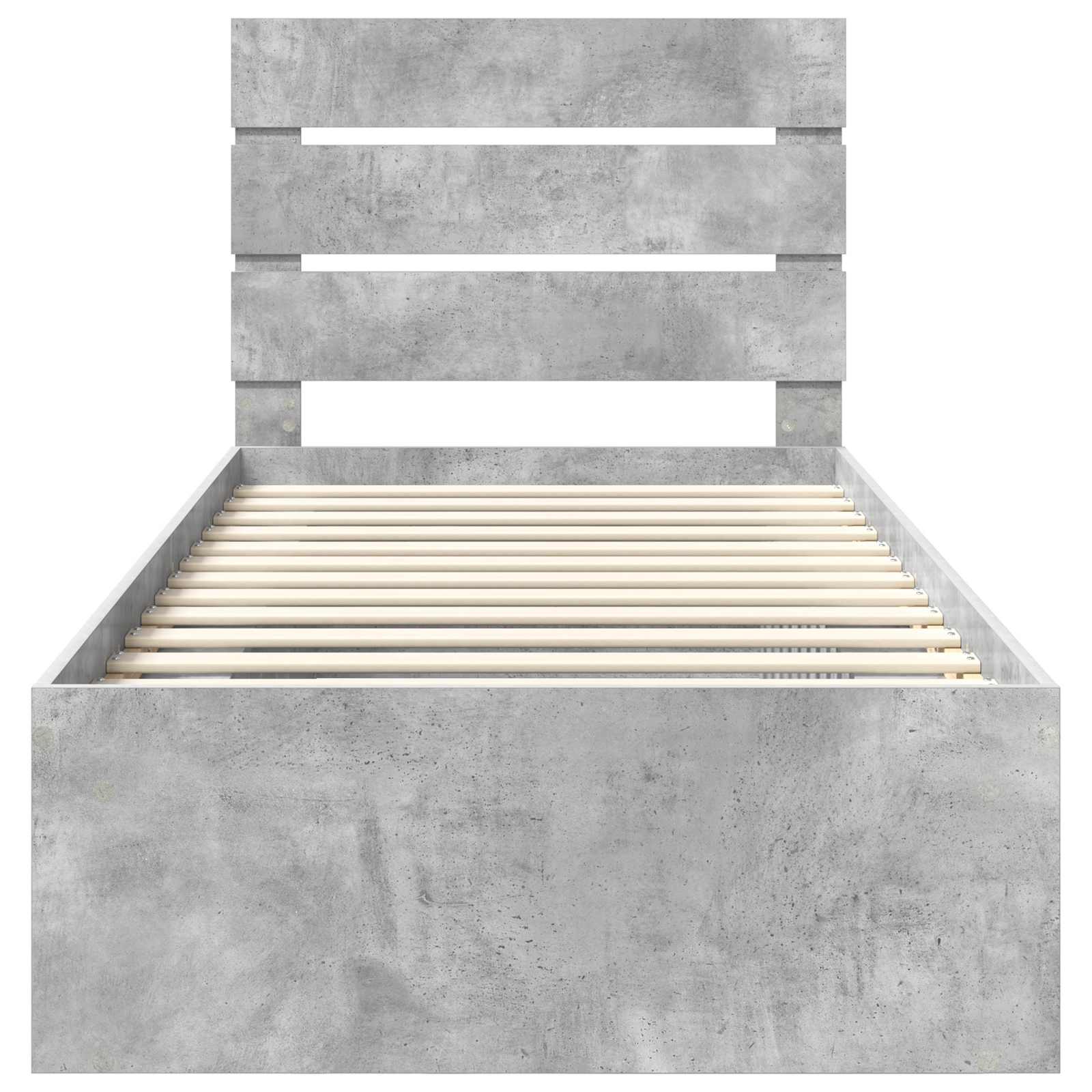 Cadre de lit avec tête de lit Gris Béton 90 x 190 cm Pin massif - XIOS
