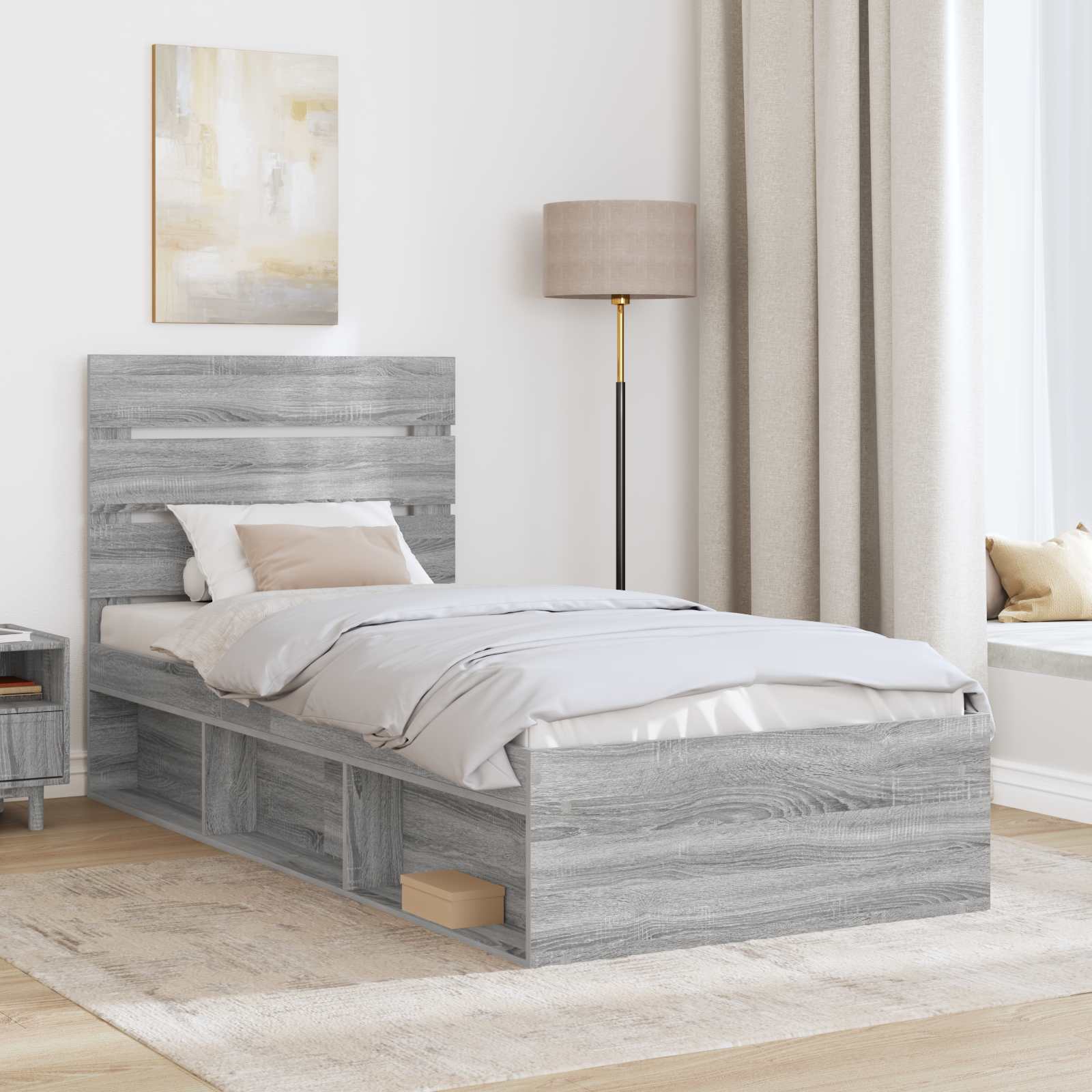 Cadre de lit Gris Sonoma 75 x 190 cm Bois de pin massif - XIOS