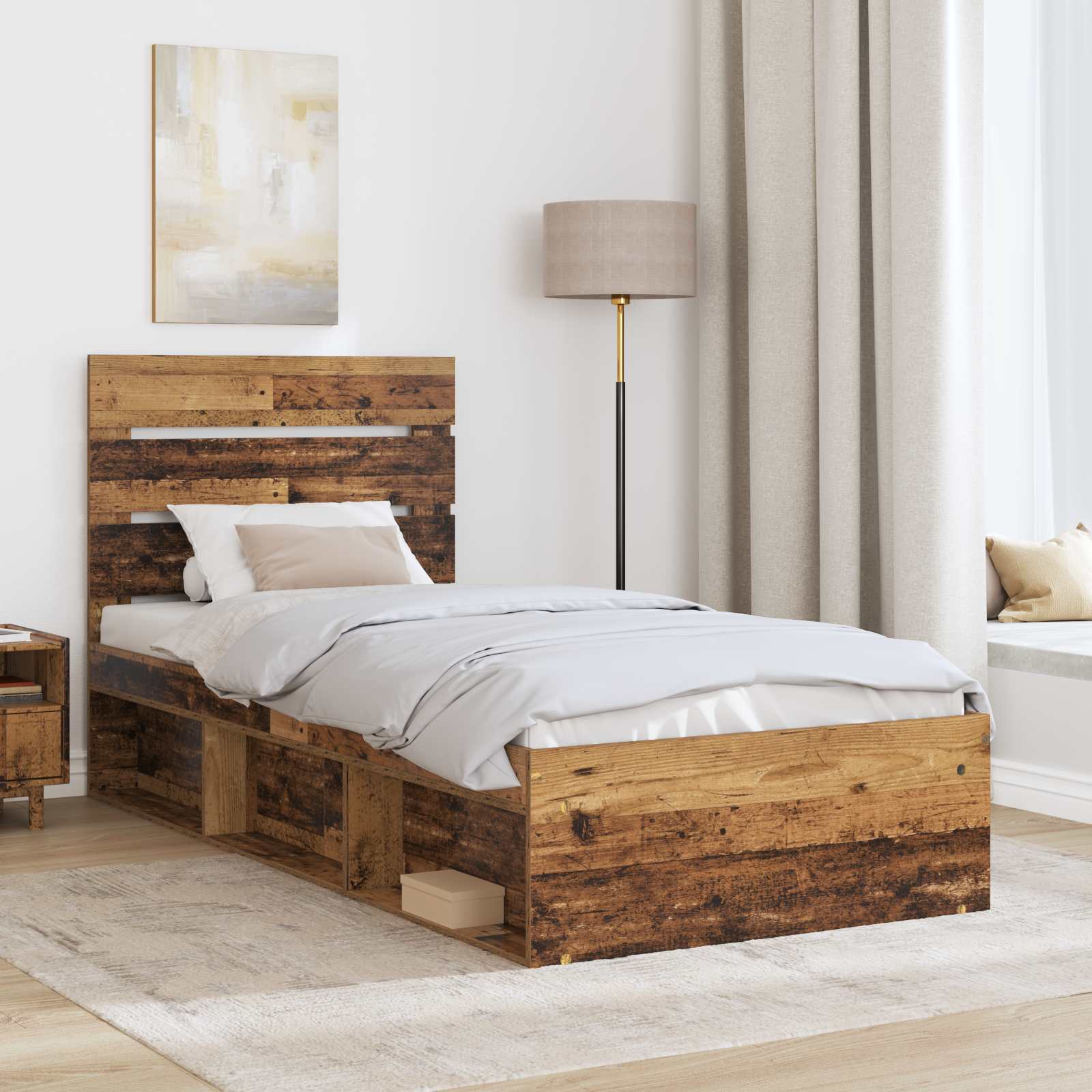Cadre de lit Bois ancien 75 x 190 cm Bois de pin massif - XIOS