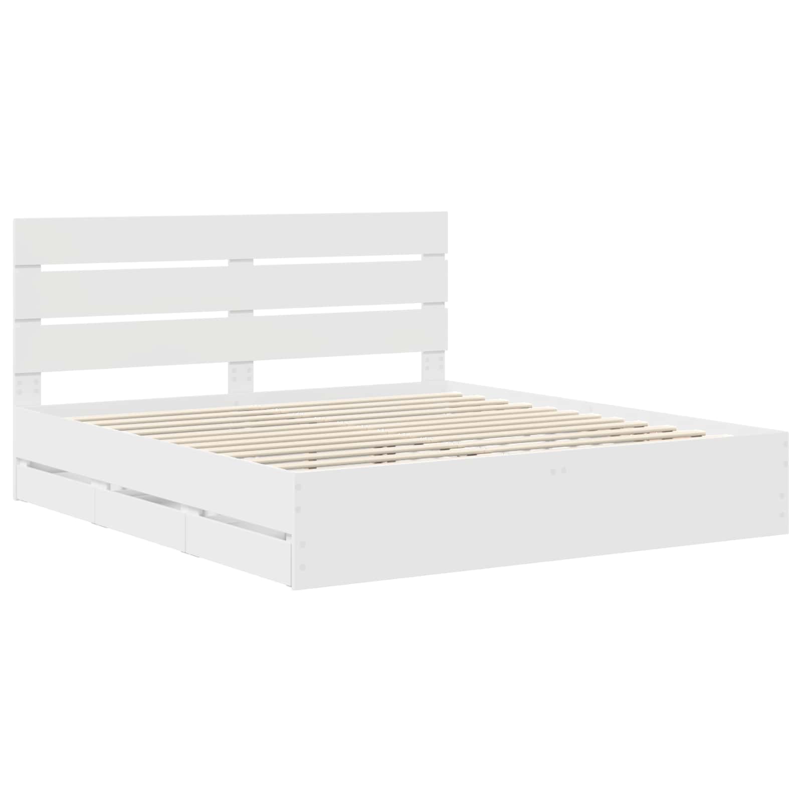 Cadre de lit avec tiroir Blanc 200 x 200 cm Bois Ingénierie - XIOS