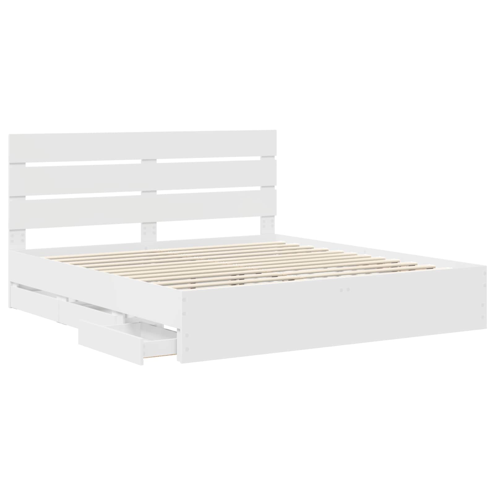 Cadre de lit avec tiroir Blanc 200 x 200 cm Bois Ingénierie - XIOS
