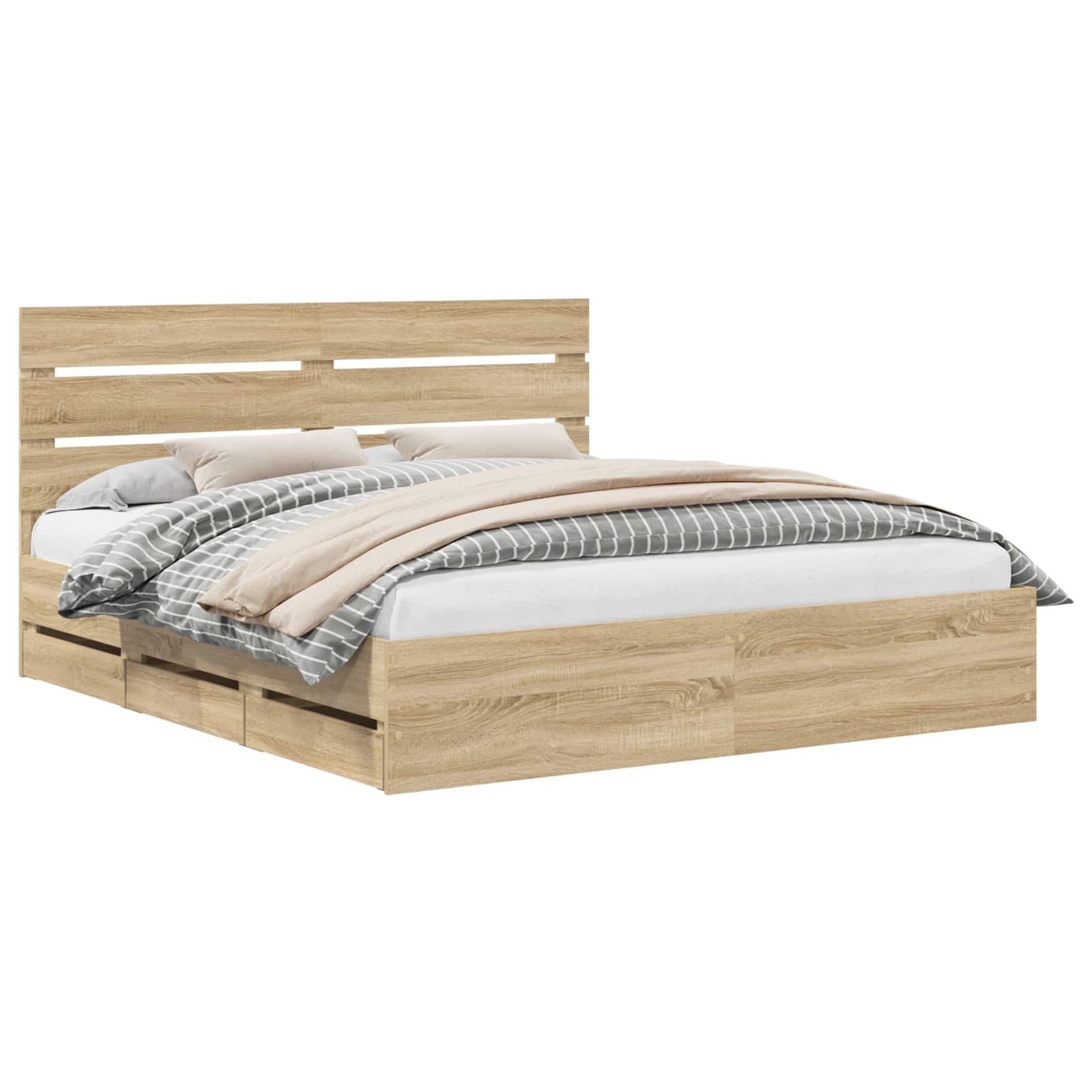 Cadre de lit Chêne Sonoma 200 x 200 cm Bois Ingénierie - XIOS