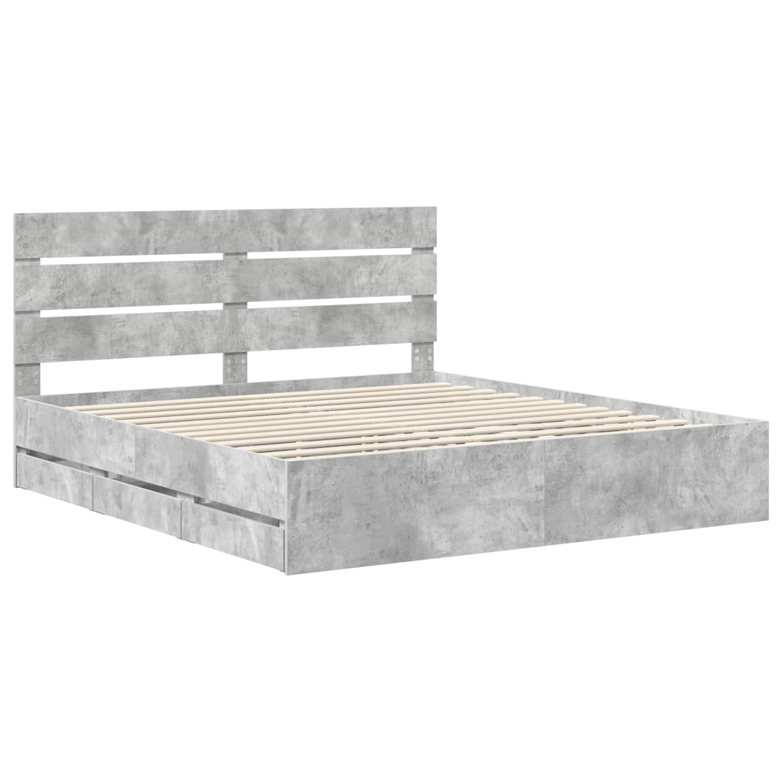 Cadre de lit Gris béton 200 x 200 cm Bois Ingénierie - XIOS