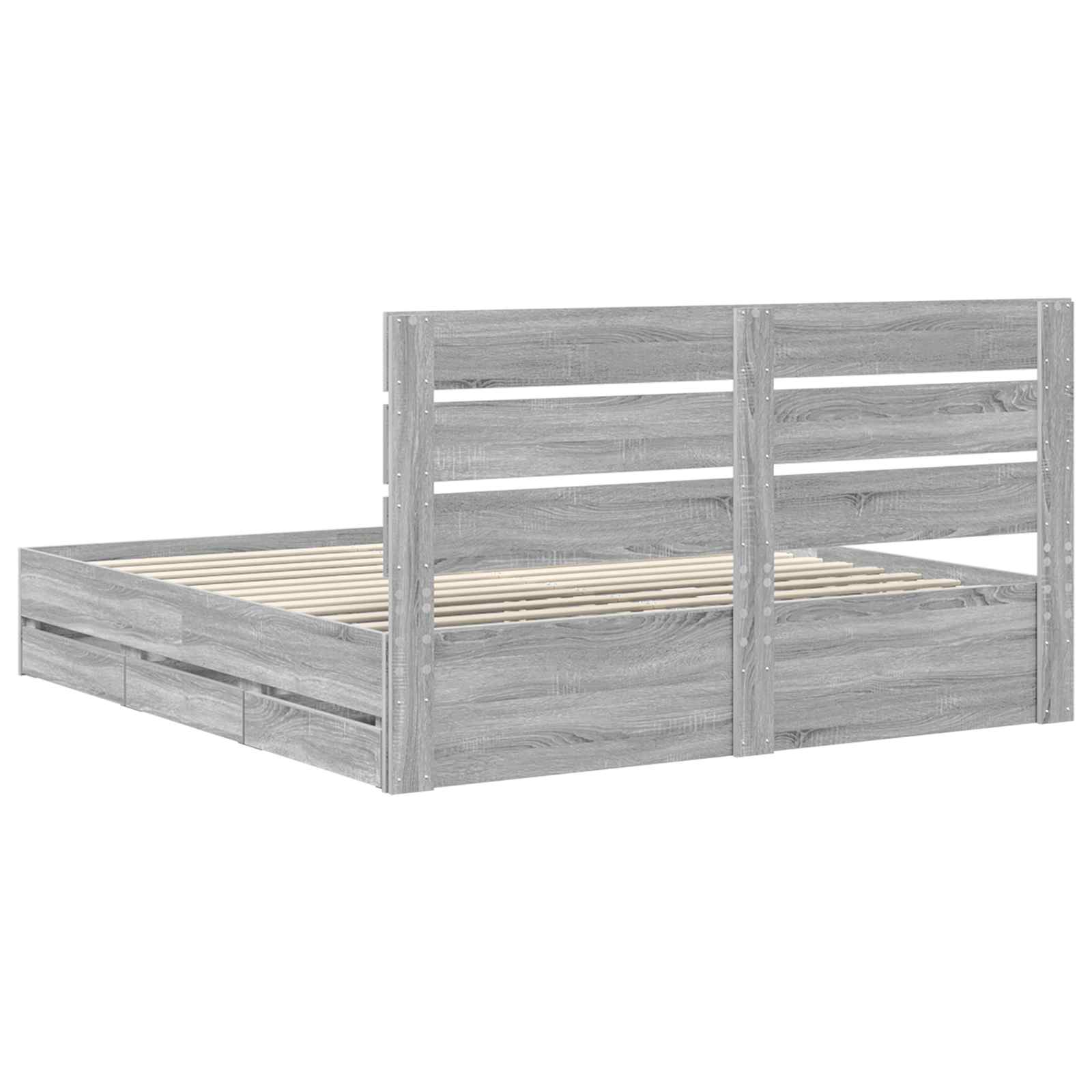 Cadre de lit Gris Sonoma 200 x 200 cm Bois Ingénierie - XIOS