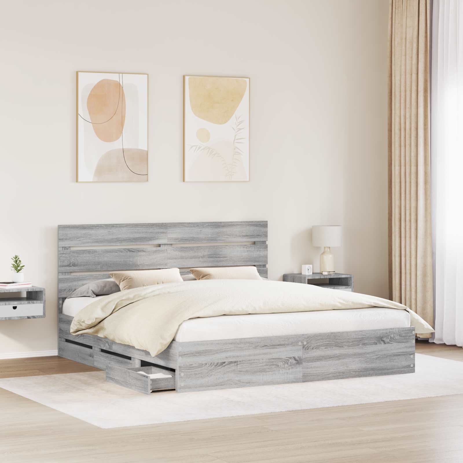 Cadre de lit Gris Sonoma 180 x 200 cm Bois Ingénierie - XIOS