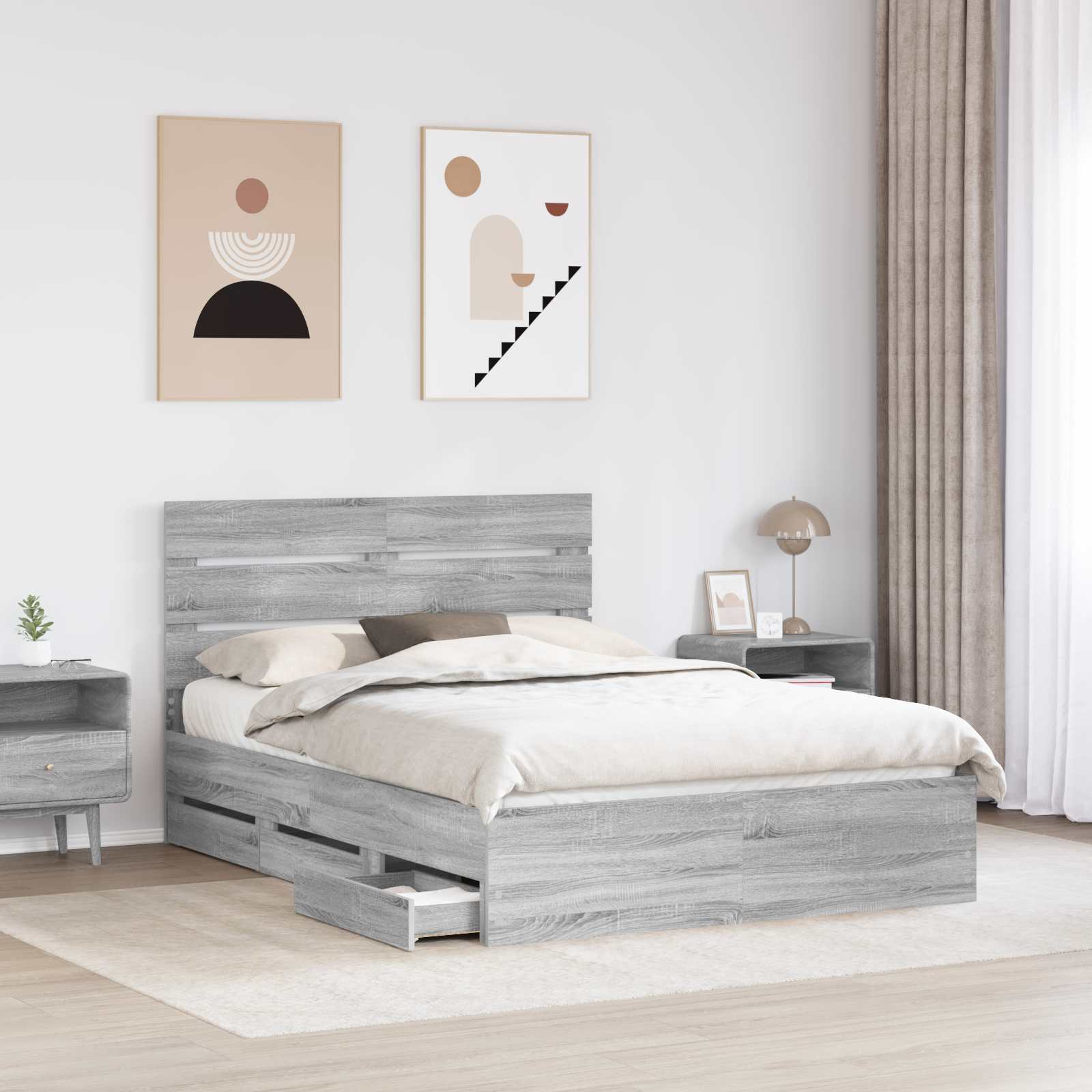 Cadre de lit Gris Sonoma 160 x 200 cm Bois Ingénierie - XIOS