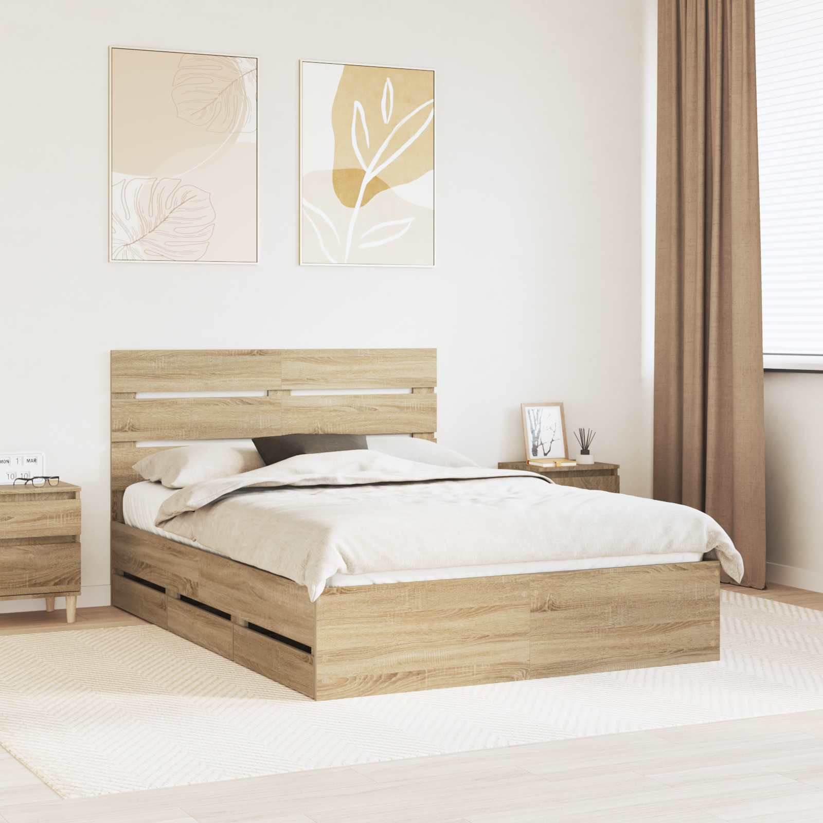 Cadre de lit Chêne Sonoma 140 x 190 cm Bois Ingénierie - XIOS