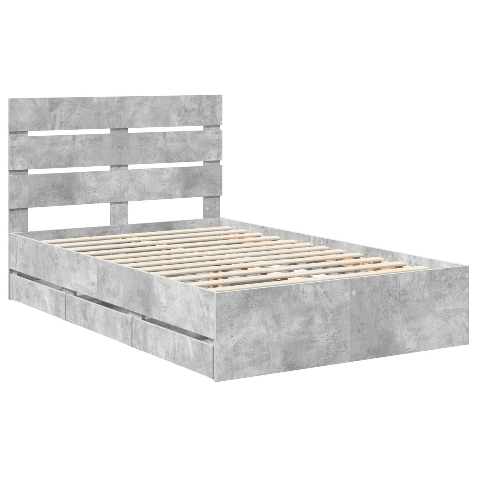 Cadre de lit Gris béton 135 x 190 cm Bois Ingénierie - XIOS