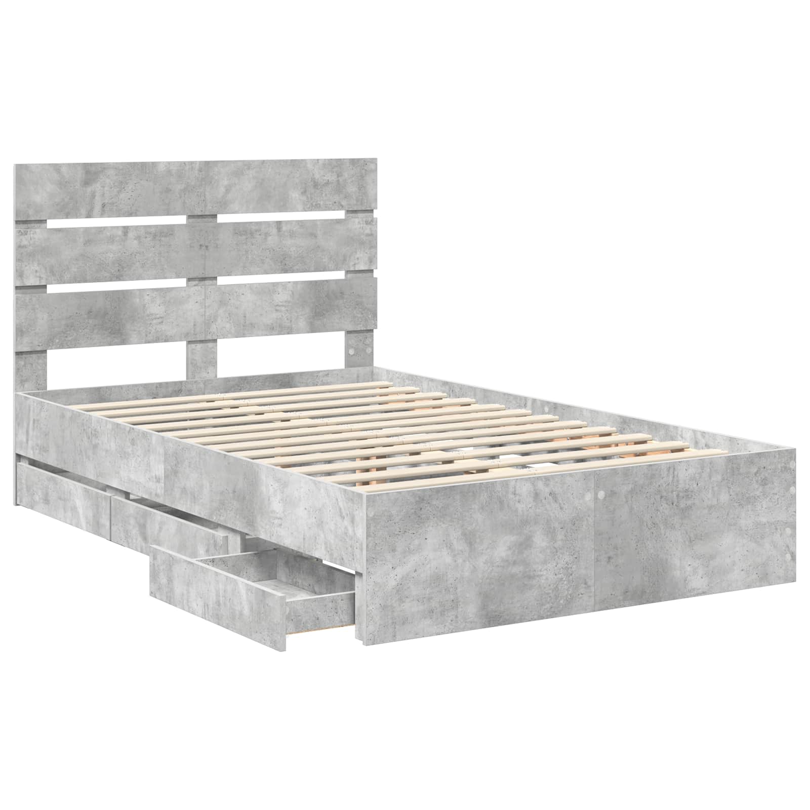 Cadre de lit Gris béton 135 x 190 cm Bois Ingénierie - XIOS
