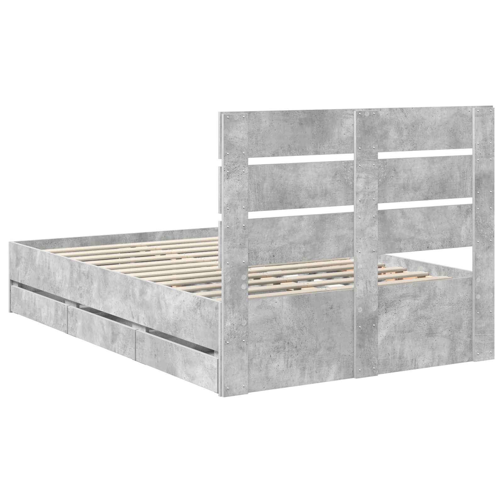 Cadre de lit Gris béton 135 x 190 cm Bois Ingénierie - XIOS