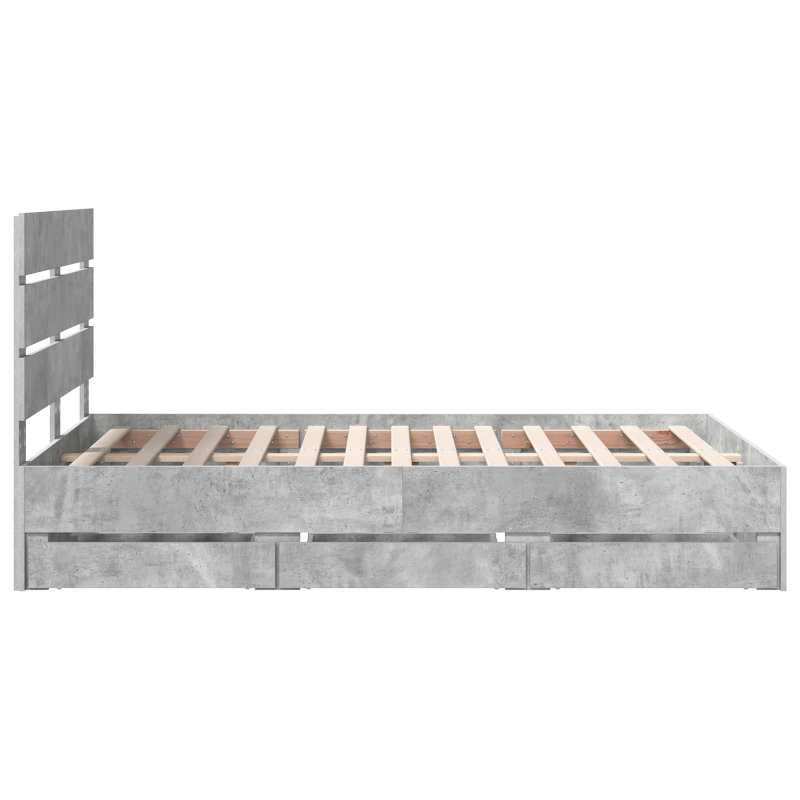 Cadre de lit Gris béton 135 x 190 cm Bois Ingénierie - XIOS