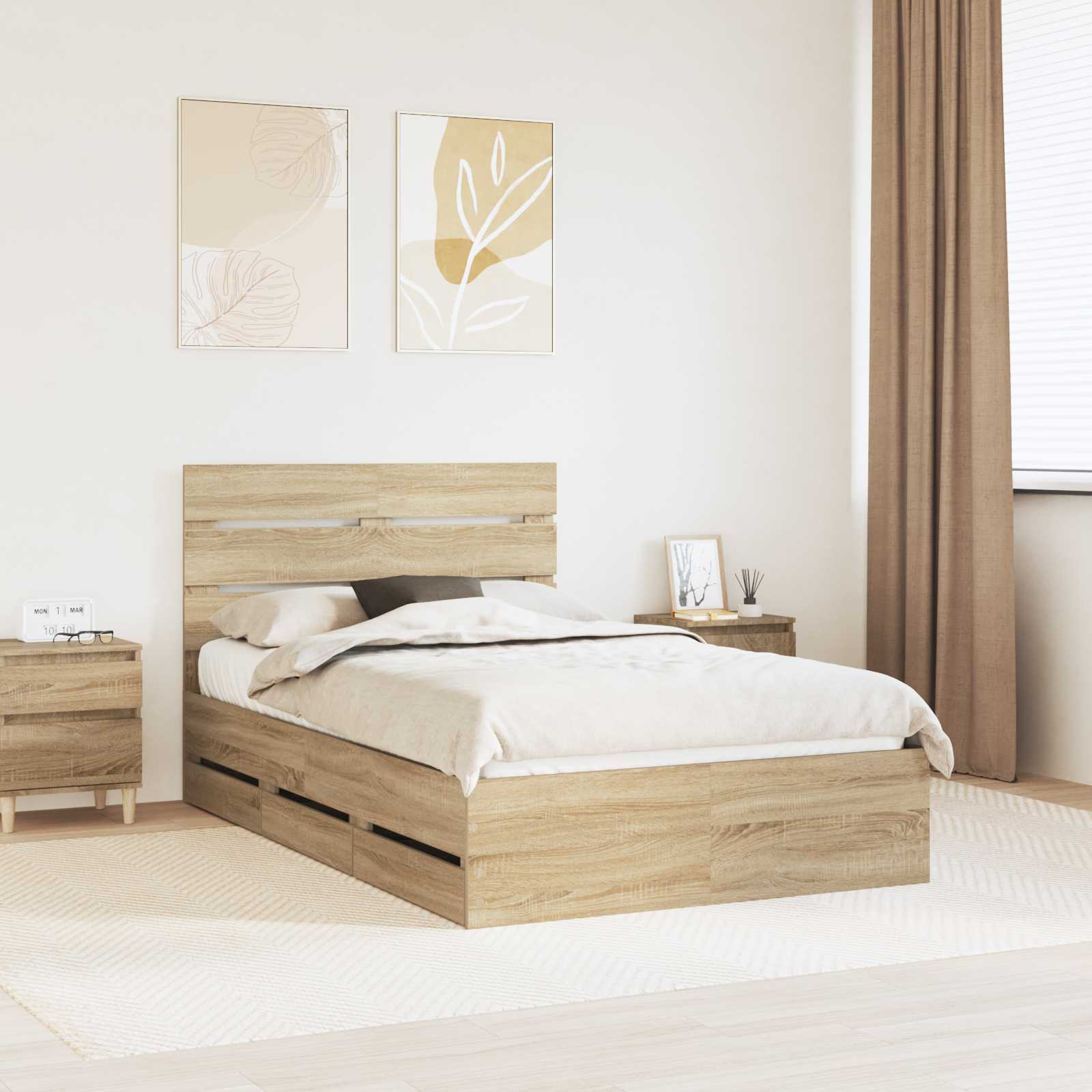Cadre de lit Chêne Sonoma 120 x 190 cm Bois Ingénierie - XIOS