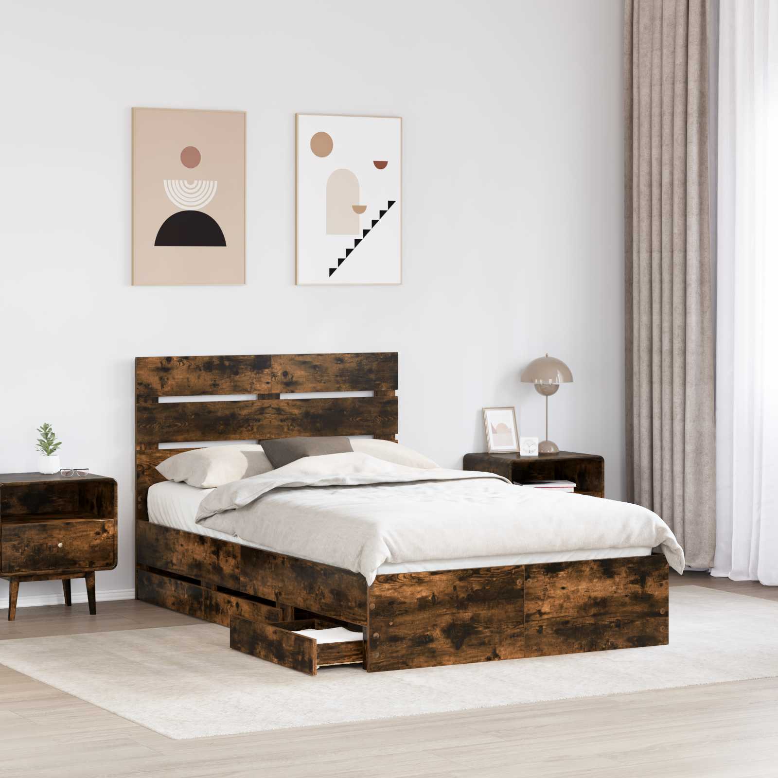 Cadre de lit Chêne fumé 120 x 190 cm Bois Ingénierie - XIOS