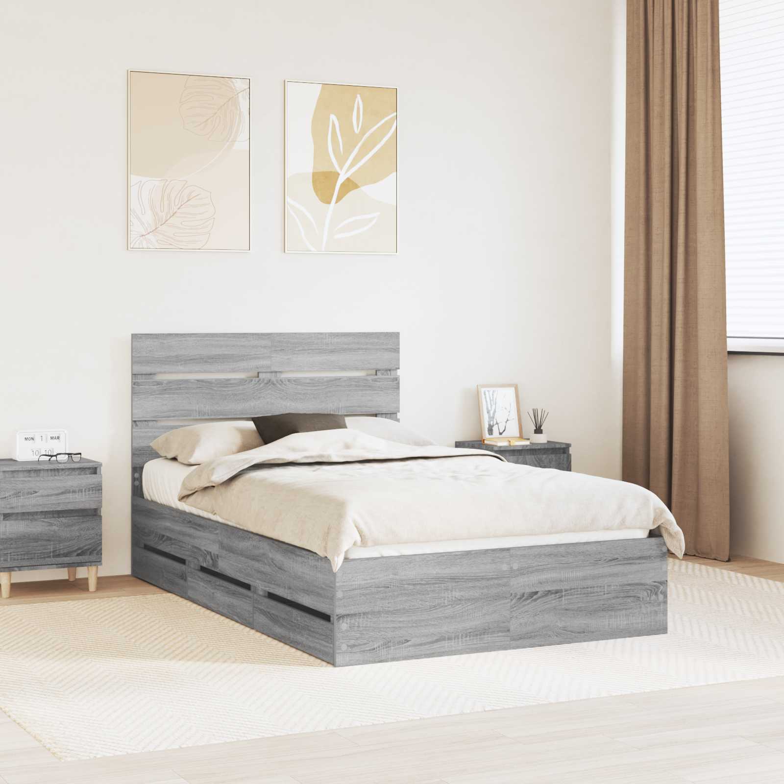 Cadre de lit Gris Sonoma 120 x 190 cm Bois Ingénierie - XIOS
