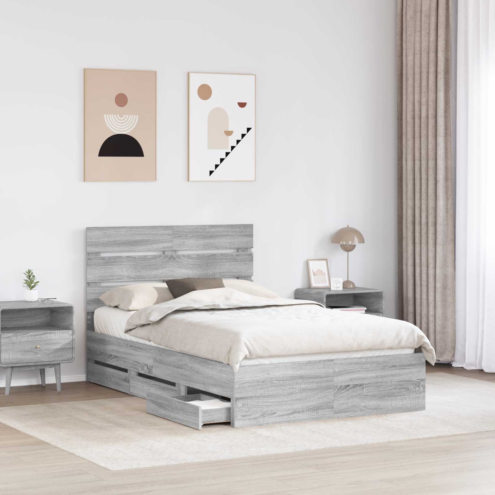 Cadre de lit Gris Sonoma 120 x 190 cm Bois Ingénierie - XIOS