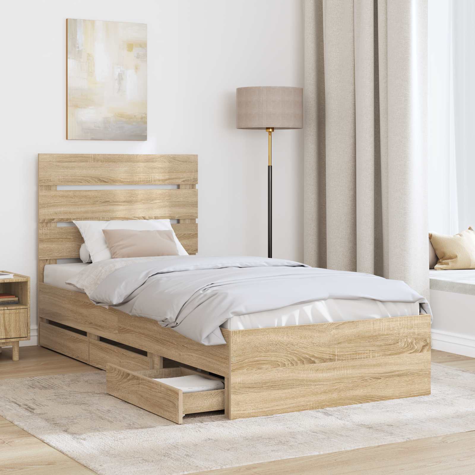 Cadre de lit Chêne Sonoma 100 x 200 cm Bois Ingénierie - XIOS