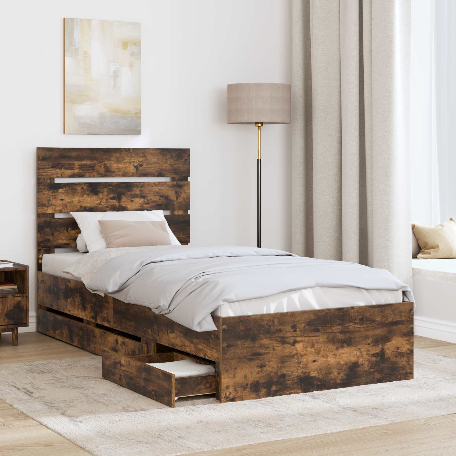 Cadre de lit Chêne fumé 100 x 200 cm Bois Ingénierie - XIOS
