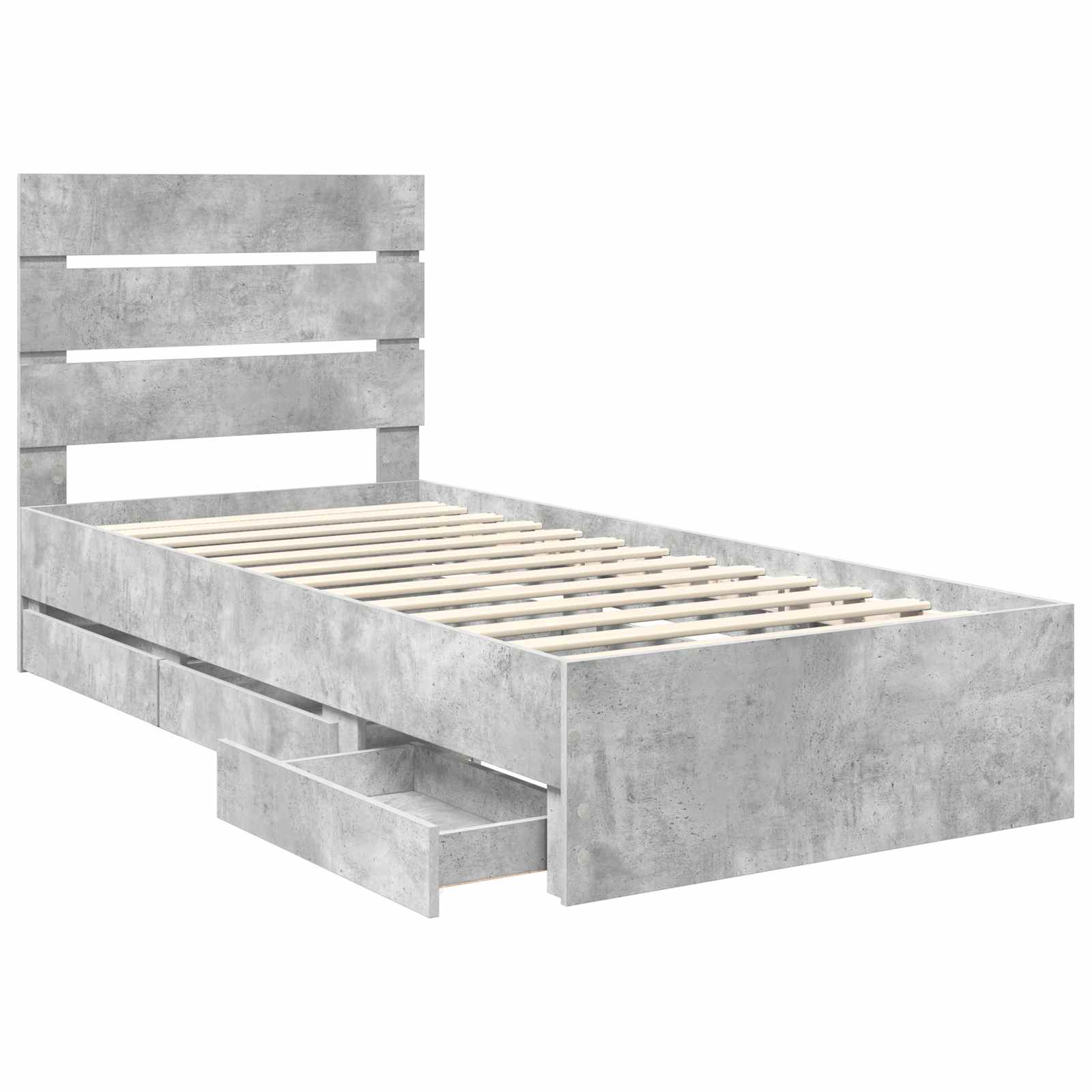 Cadre de lit avec tiroir Gris béton 75 x 190 cm Bois Ingénierie - XIOS