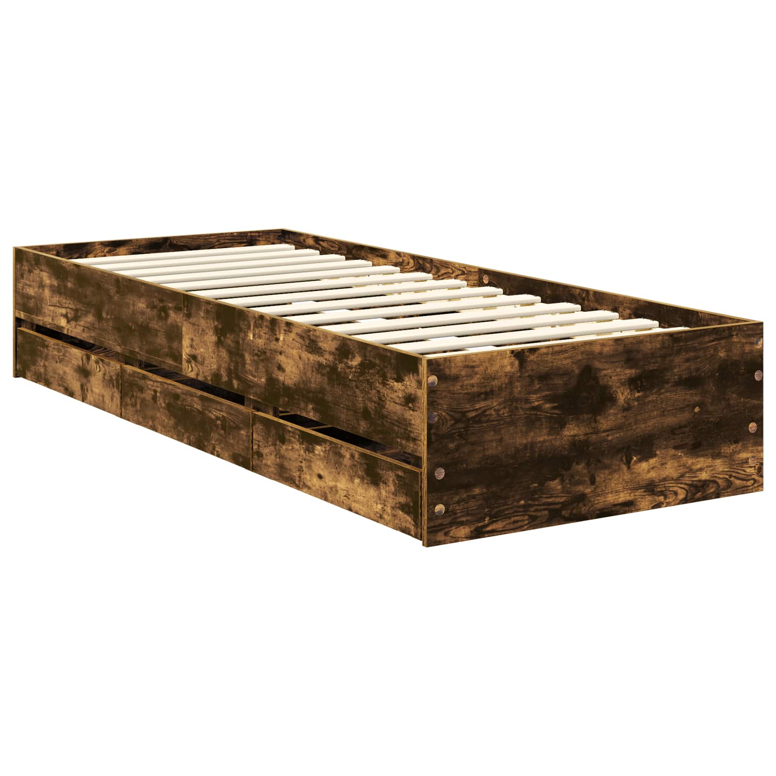 Cadre de lit avec tiroir Chêne fumé 75 x 190 cm Bois Ingénierie - XIOS