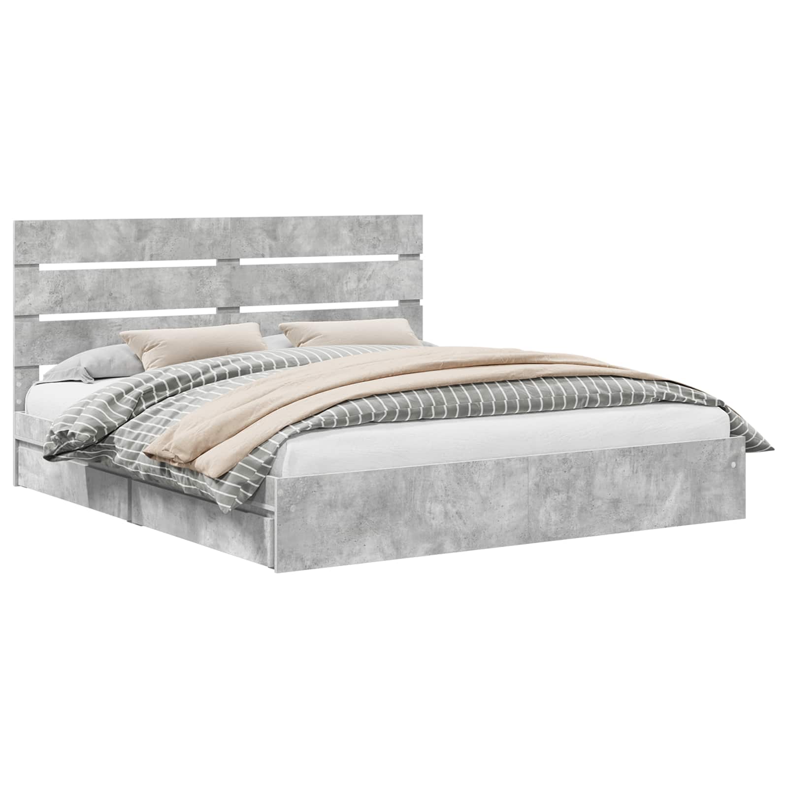 Lit de Rangement Gris béton 200 x 200 cm Bois d'ingénierie - XIOS