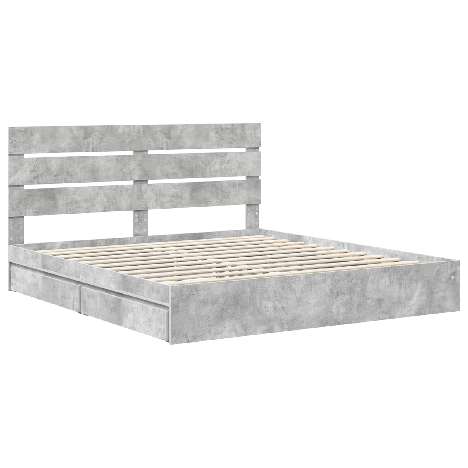 Lit de Rangement Gris béton 200 x 200 cm Bois d'ingénierie - XIOS