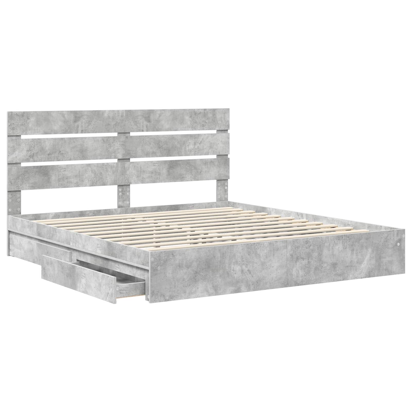 Lit de Rangement Gris béton 200 x 200 cm Bois d'ingénierie - XIOS