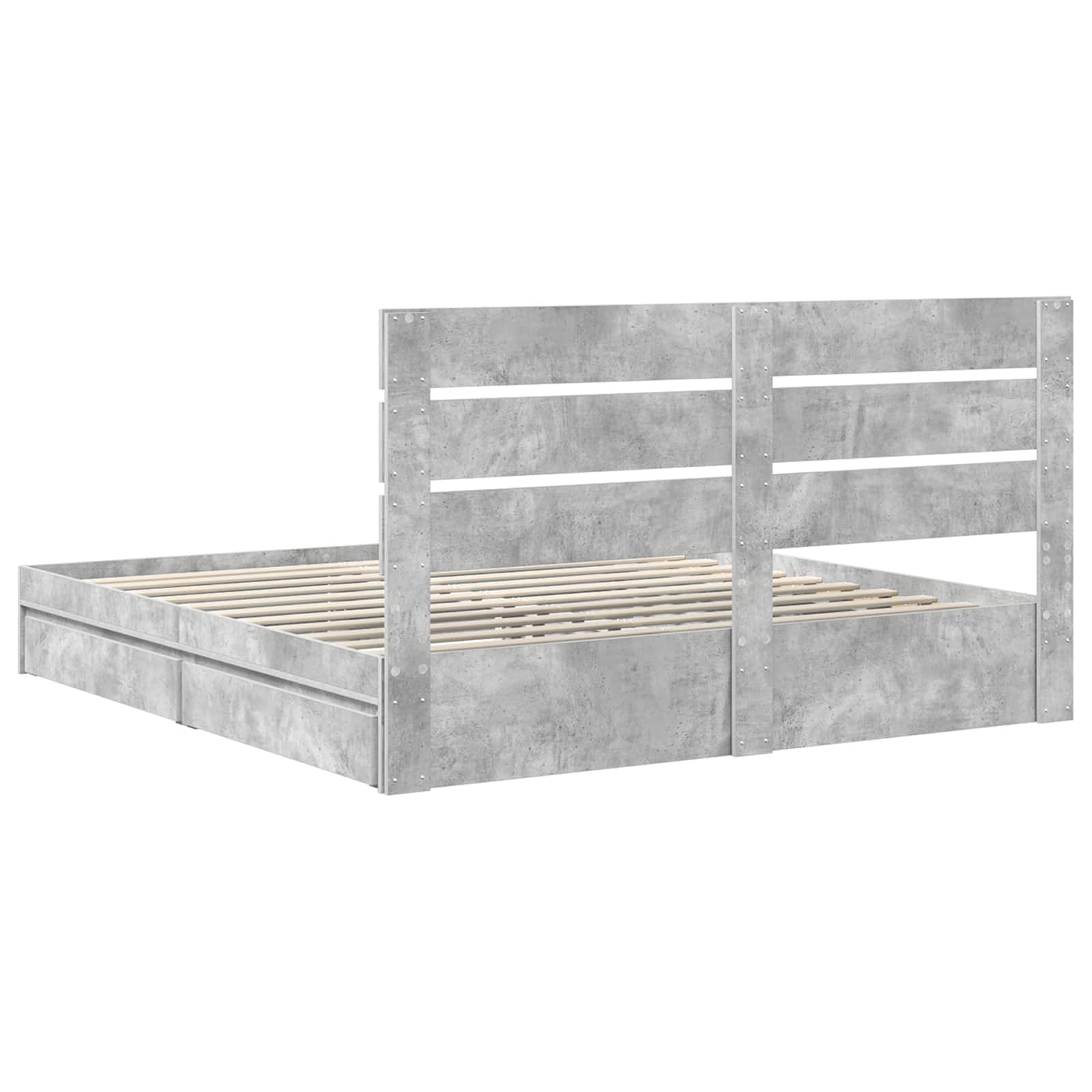 Lit de Rangement Gris béton 200 x 200 cm Bois d'ingénierie - XIOS