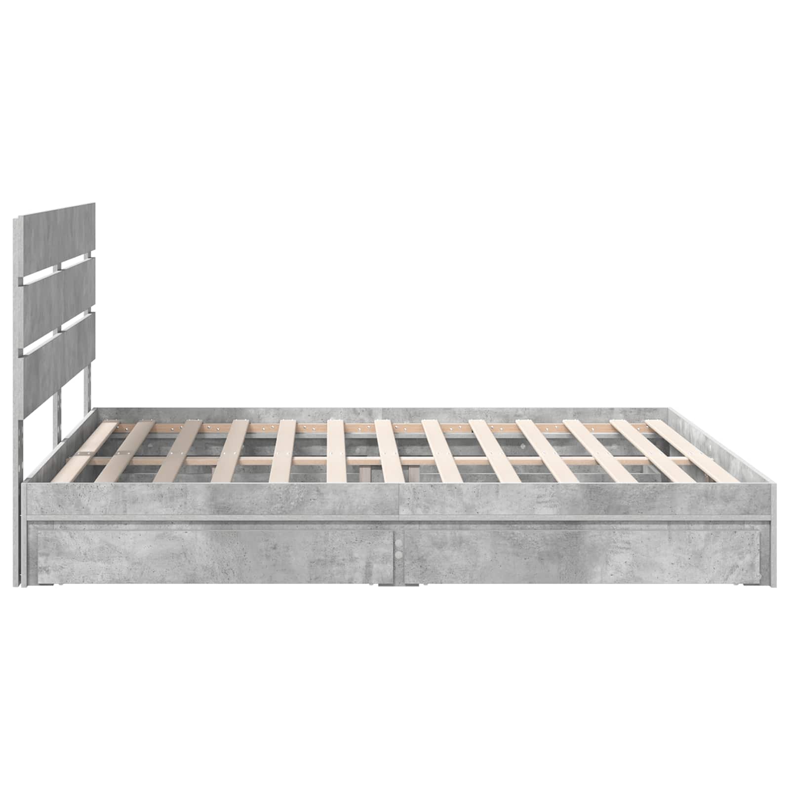 Lit de Rangement Gris béton 200 x 200 cm Bois d'ingénierie - XIOS
