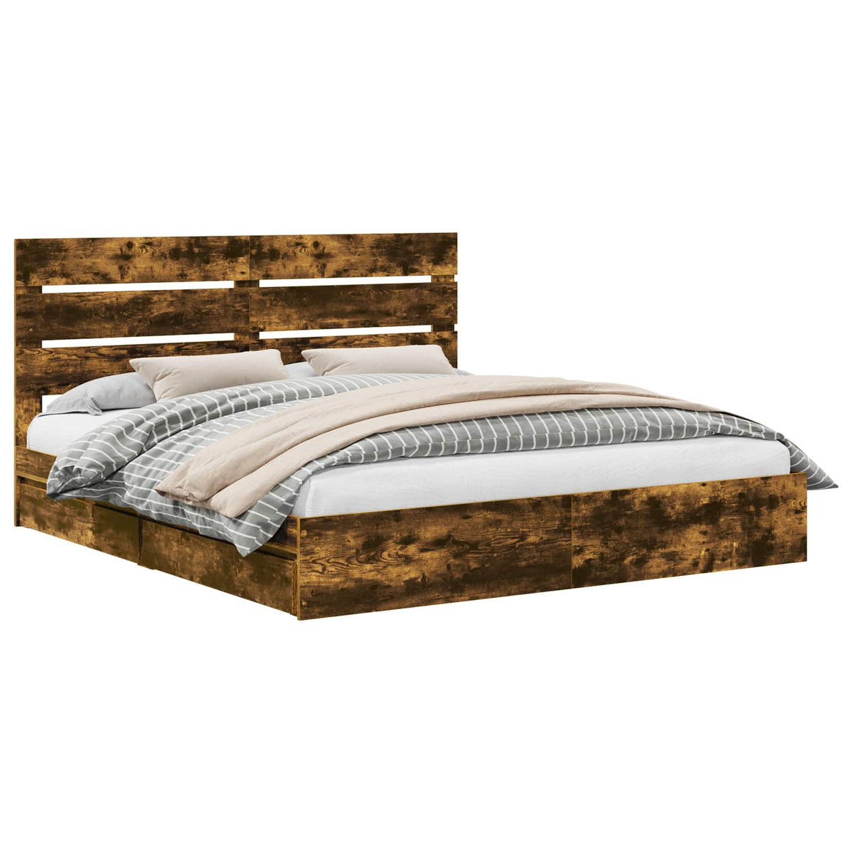 Lit de Rangement Chêne fumé 180 x 200 cm Bois d'ingénierie