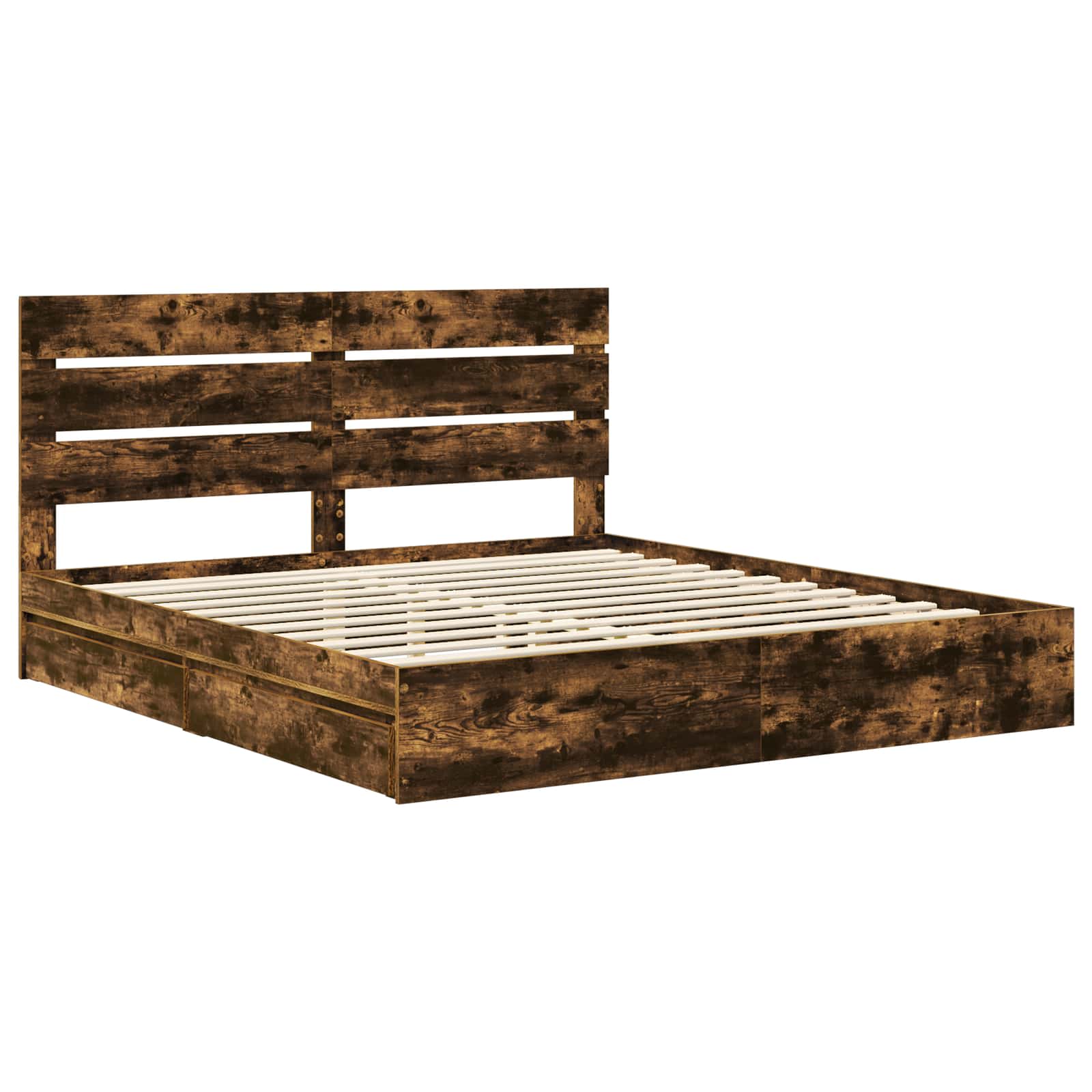 Lit de Rangement Chêne fumé 180 x 200 cm Bois d'ingénierie - XIOS