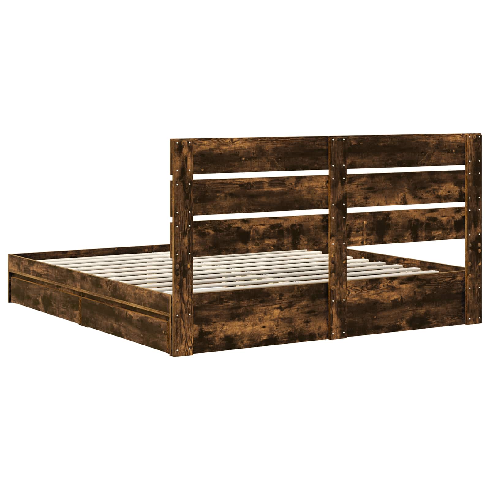 Lit de Rangement Chêne fumé 180 x 200 cm Bois d'ingénierie - XIOS