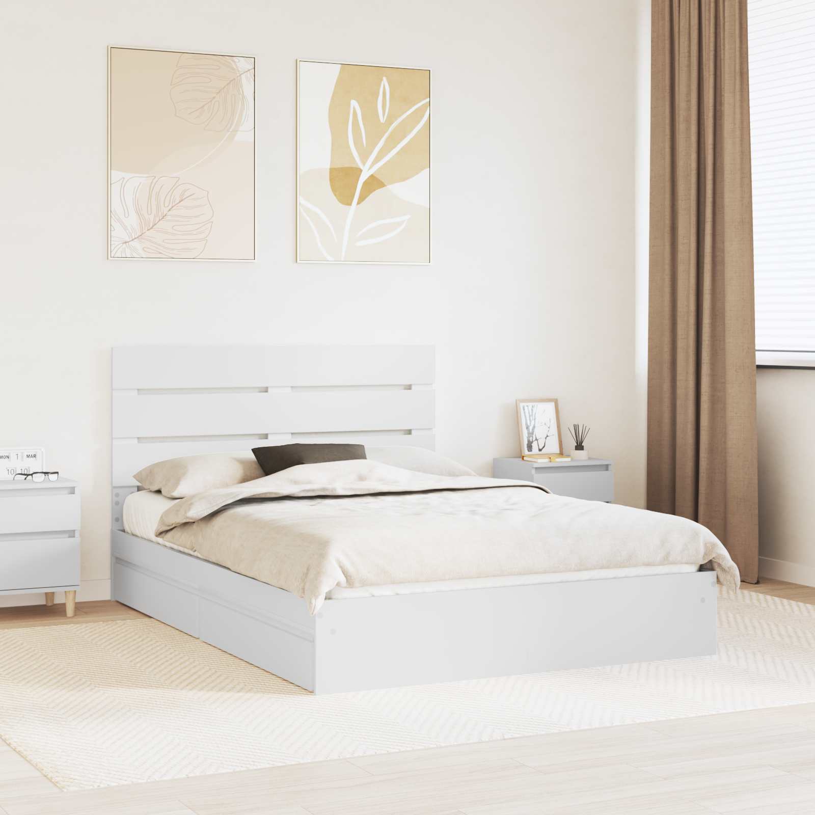 Lit de Rangement Blanc 160 x 200 cm Bois d'ingénierie - XIOS