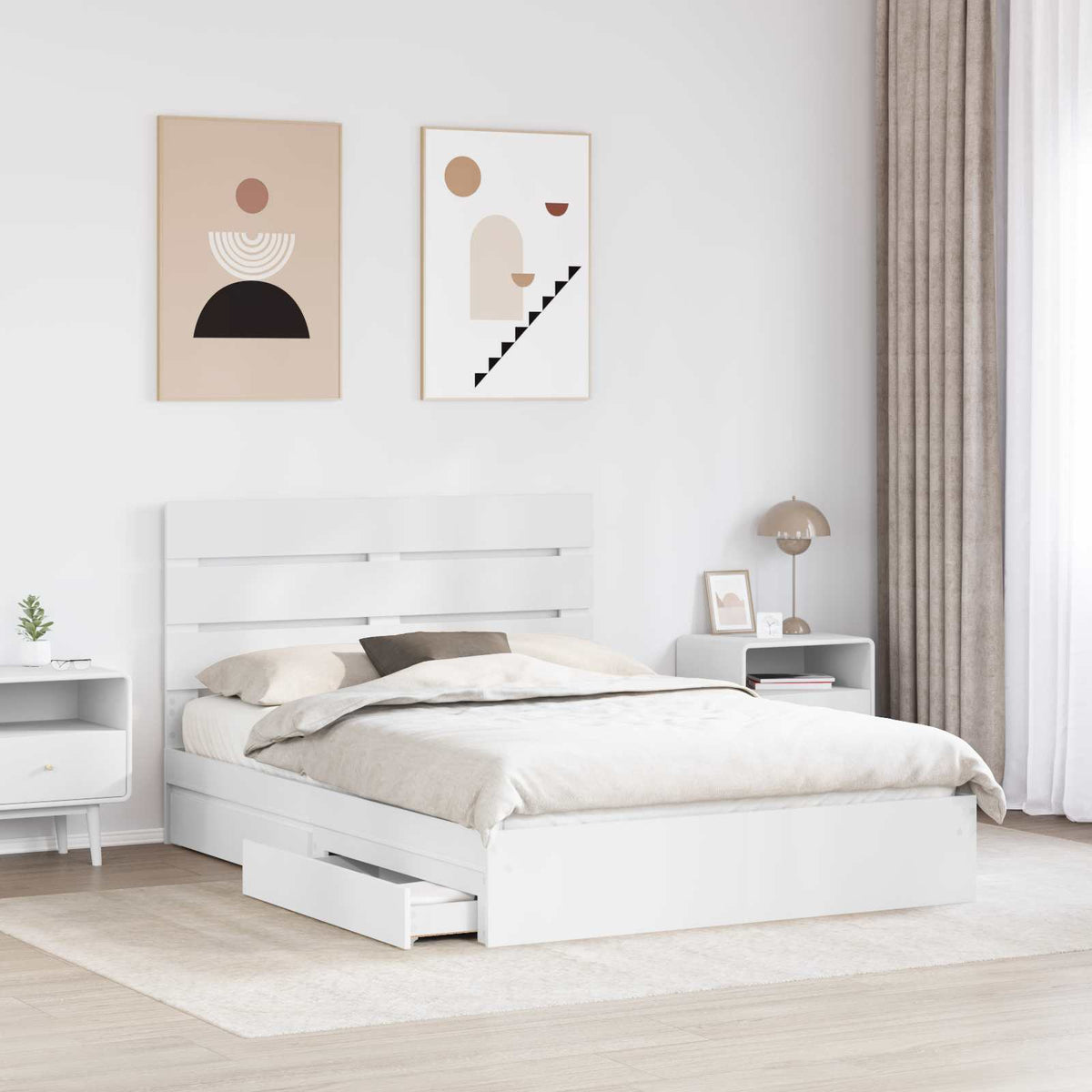 Lit de Rangement Blanc 160 x 200 cm Bois d'ingénierie