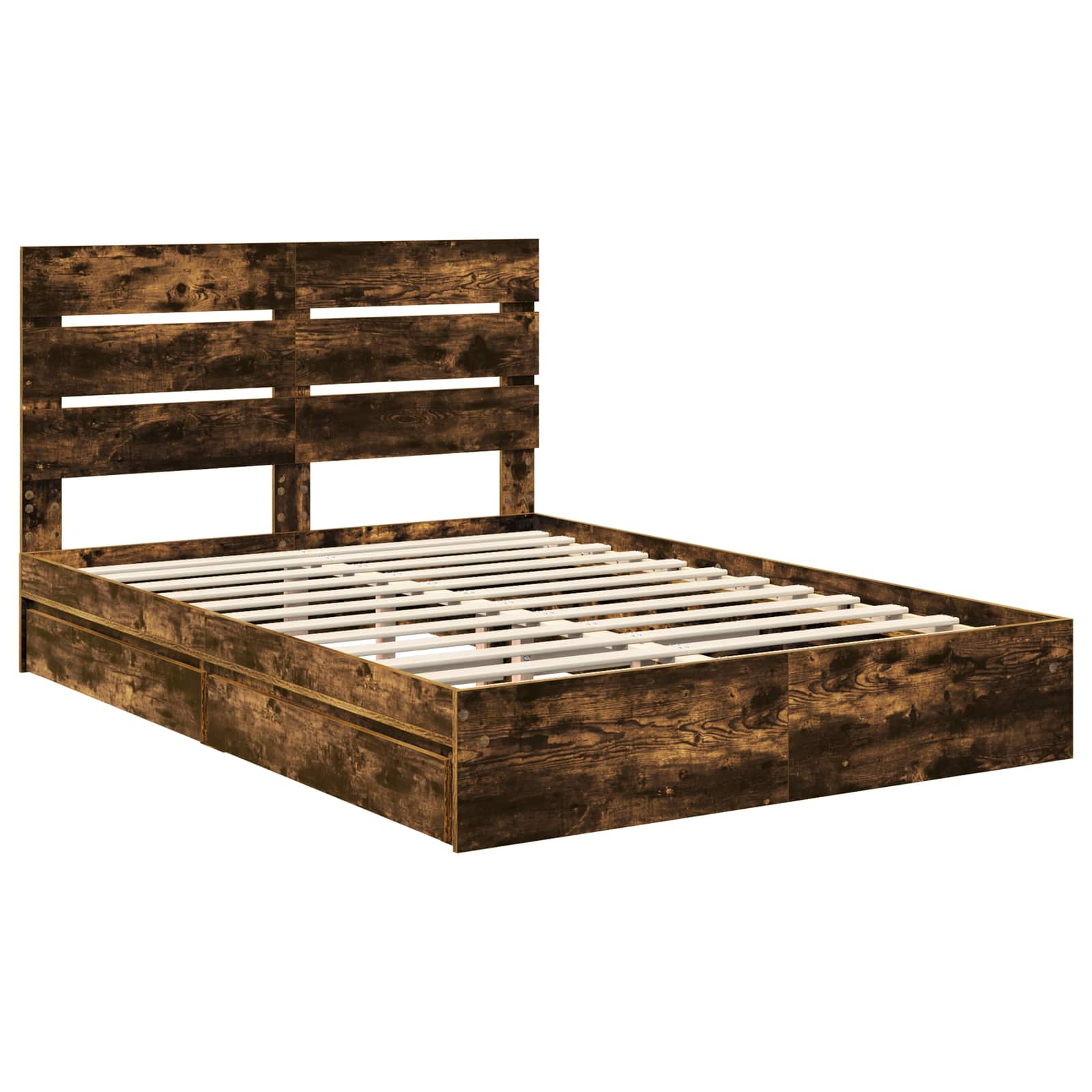 Lit de Rangement Chêne fumé 160 x 200 cm Bois d'ingénierie - XIOS