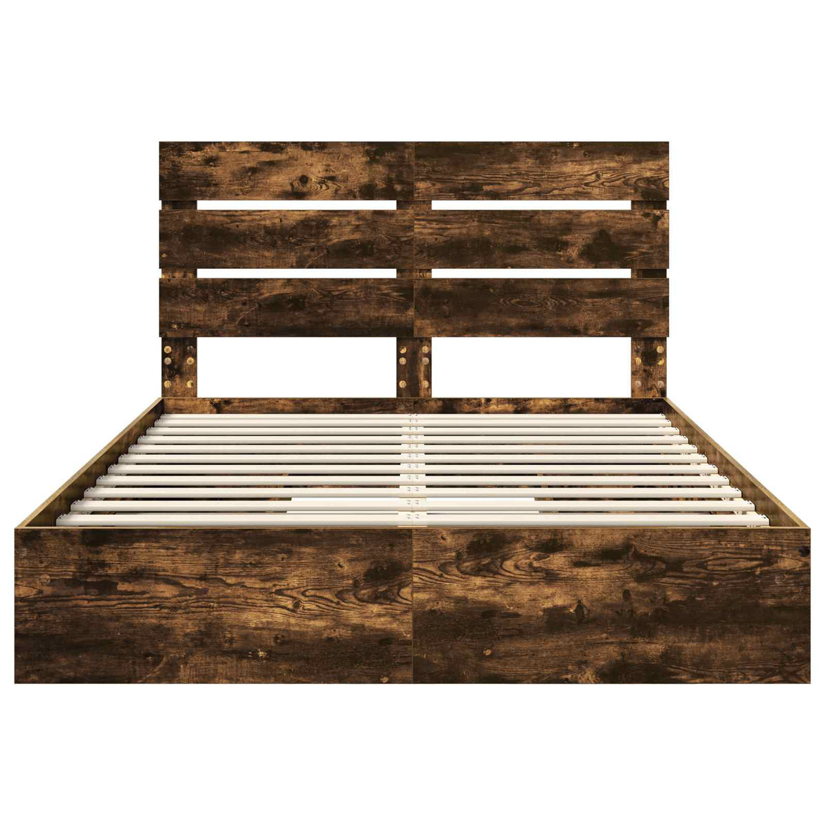 Lit de Rangement Chêne fumé 160 x 200 cm Bois d'ingénierie