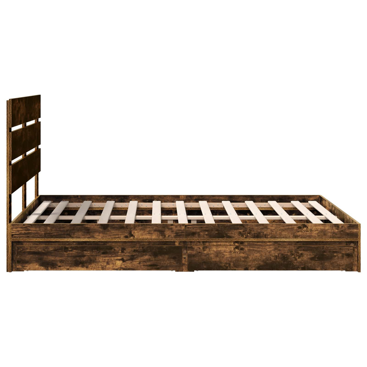 Lit de Rangement Chêne fumé 160 x 200 cm Bois d'ingénierie